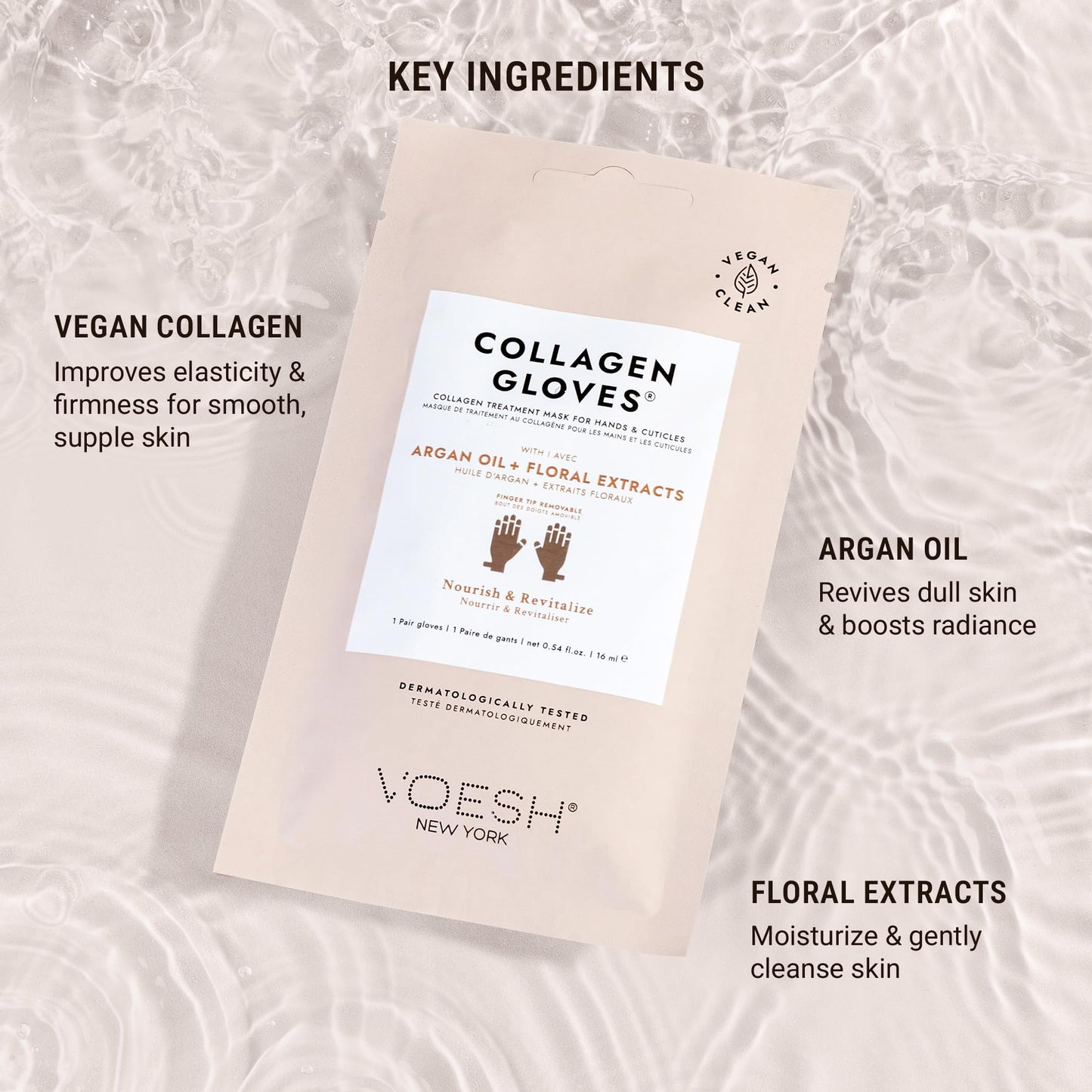VOESH Collagen Gloves, Vegan Hand Masks, 4 Pack, Moisturizing Hand Mask, Lotion Gloves, Hydrating Gloves, Hand Care, Spa Manicure Gloves, Dry Hand Treatment