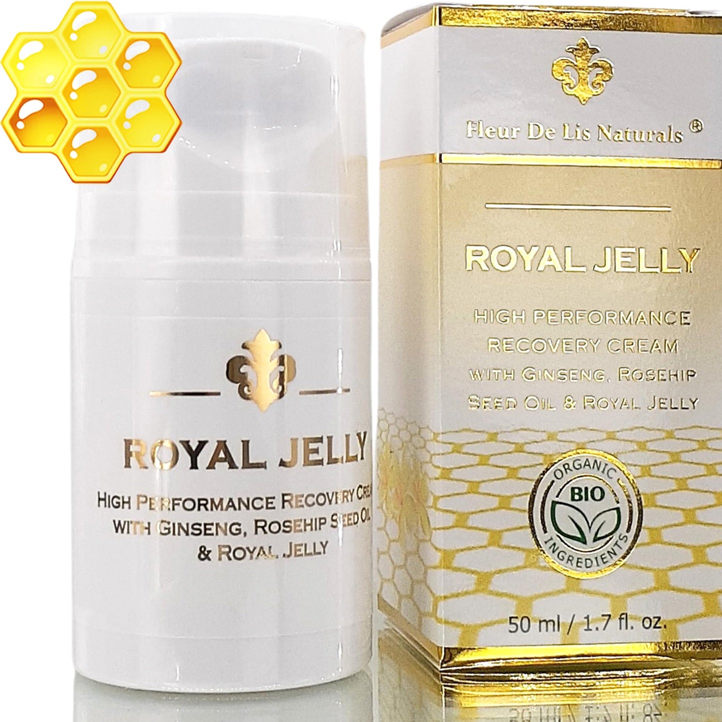 Fleur De Lis Naturals Face Cream Anti Aging Royal Jelly - Natural & Organic Ingredients, Face Moisturizer for Dry Skin, Anti Aging Cream for Face, Anti Wrinkle Cream for Women & Men – 1.7 oz