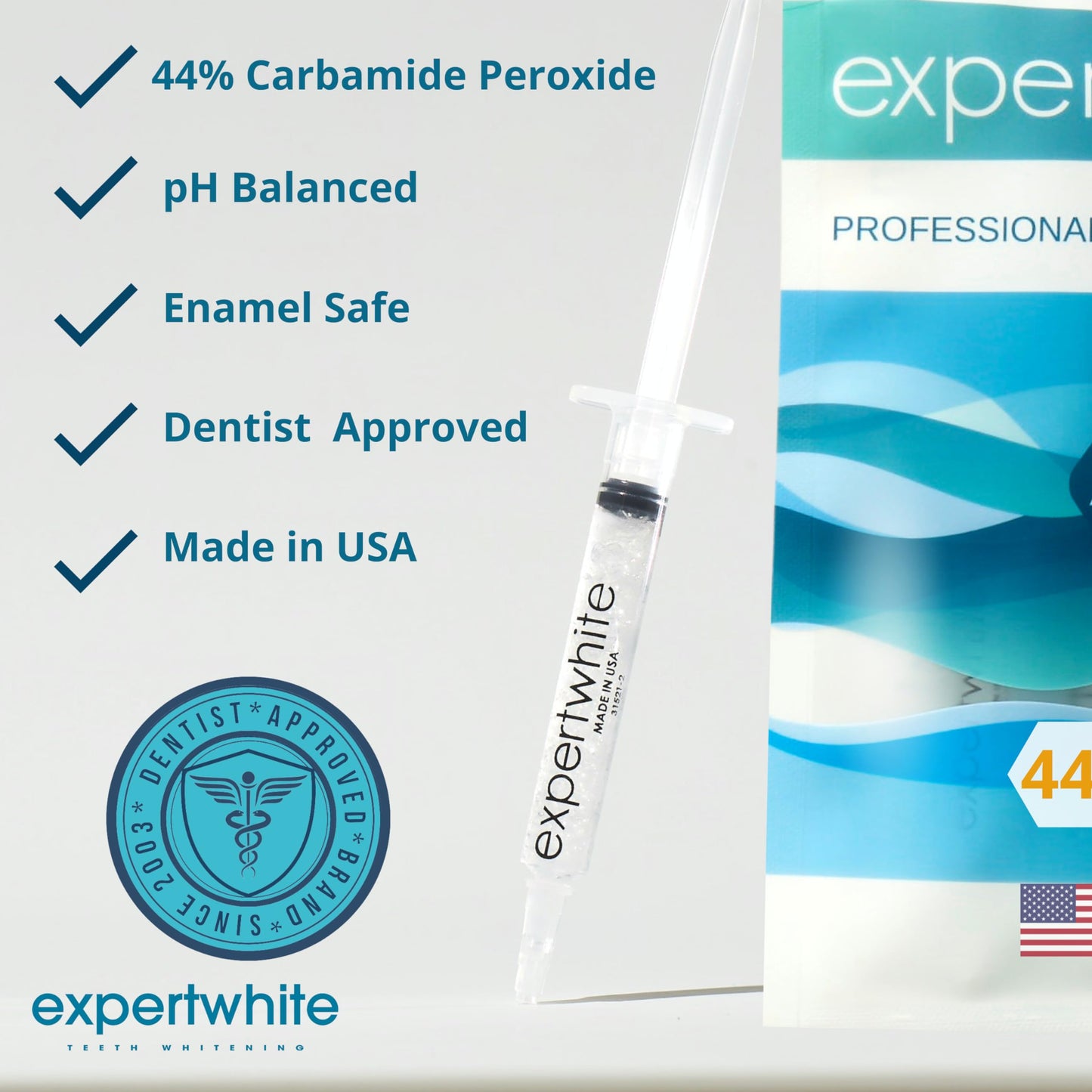 Expertwhite 44% Teeth Whitening Gel - Refills for Trays – Professional Strength Carbamide Petoxide Syringes, 4 × 3cc, 15-Minute Treatment, Gels Only (No Trays)