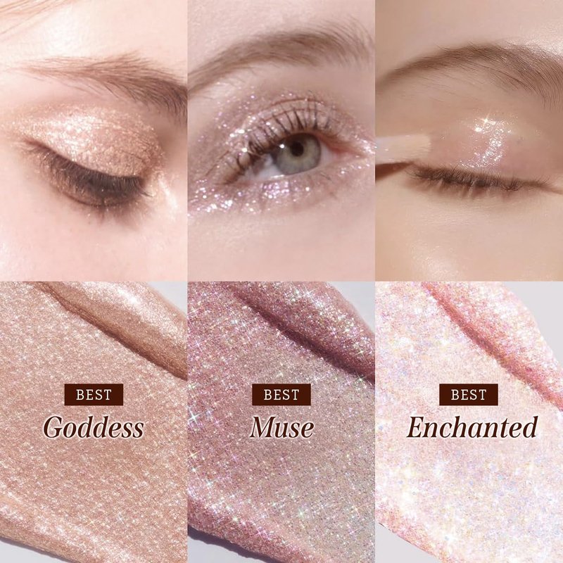 DEARDAHLIA Paradise Shine Eye Sequins (Muse) - Lightweight Liquid Glitter Eyeshadow, Minimal Fallout, High-Shine Pearl Finish, Lightweight, Blendable, Vegan Korean Eye Makeup. 0.14 oz