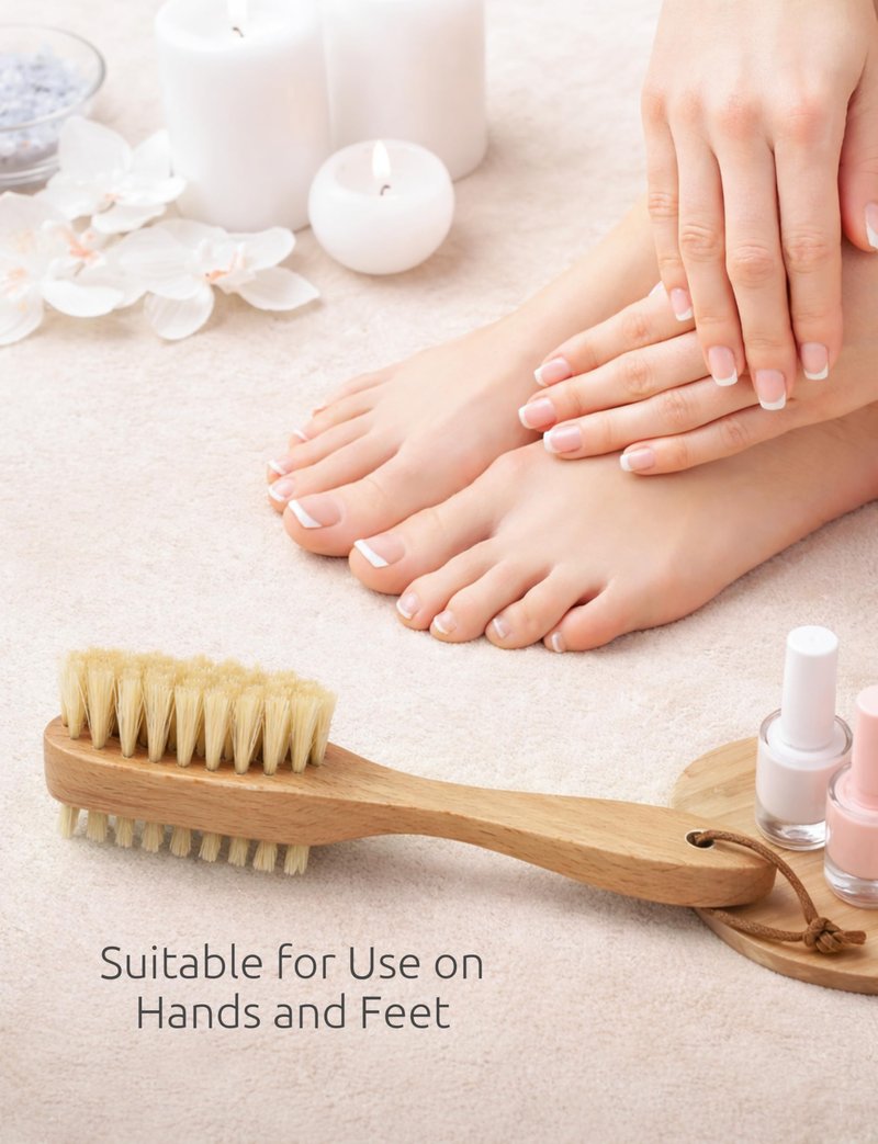 Takavu Nail Brush, Pure Boar Bristles, Natural Wood Handle, Nail Cleaning Brush for Scrubbing Fingernail Toenail Hand Feet, Dual Sided for Regular Manicure Nail Care Hygiene