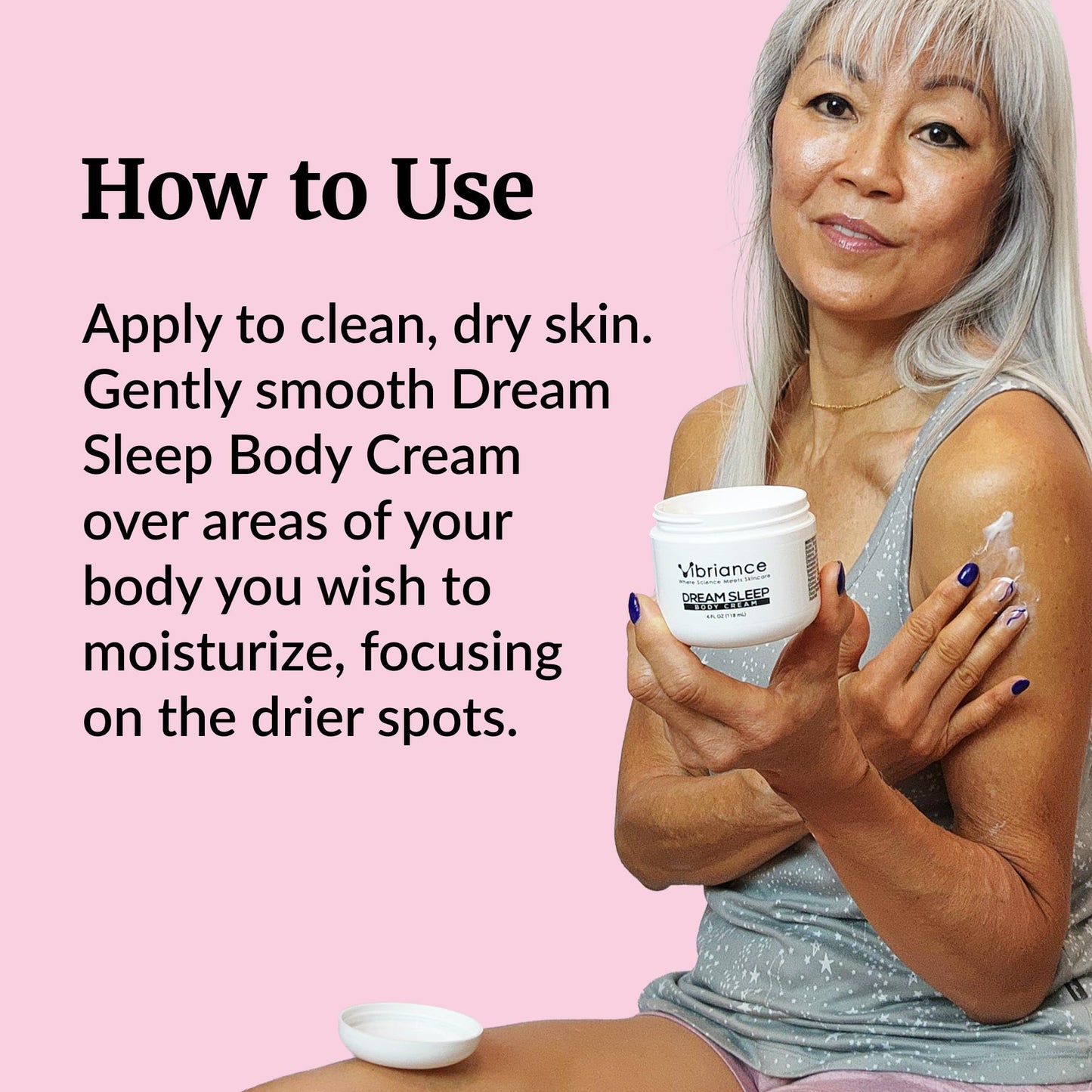 Vibriance Dream Sleep Body Cream, 4 fl oz - Fluffy Full Moisturizer for Dry Skin, Relaxation and Rejuvenation with Therapeutic Ingredients, Soothing Vanilla Aromatics