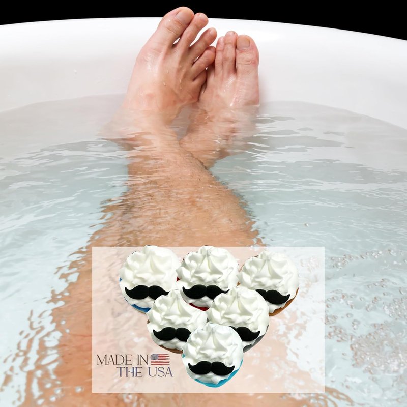 Mr. Bomb Mustache Dude Bath Bombs - Relaxing Masculine Scents for Men | 6-Pack Gift Set