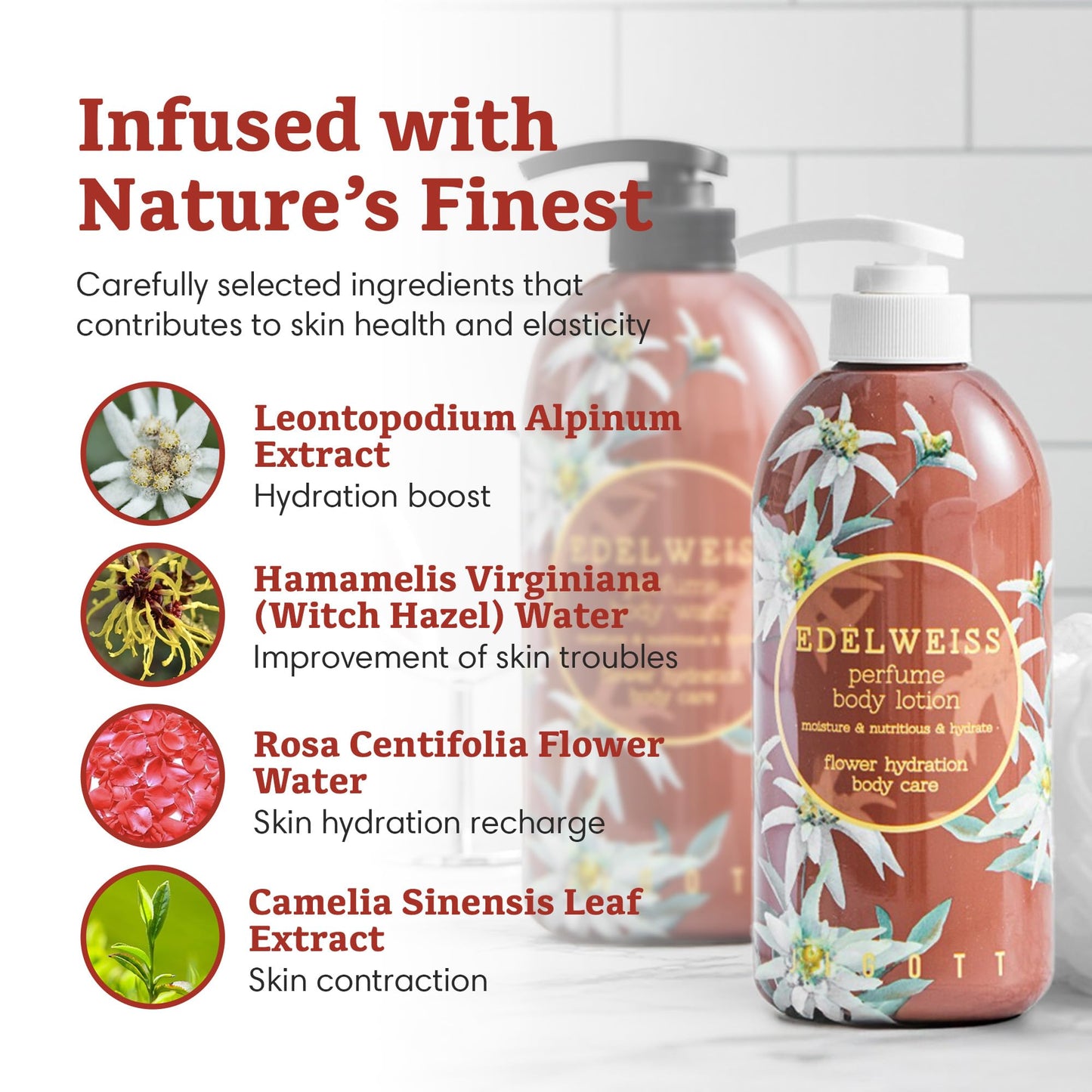 Jigott Edelweiss Perfume Body Wash 25.36 FL OZ / 750ml + Edelweiss Perfume Body Lotion 16.9 FL OZ / 500ml