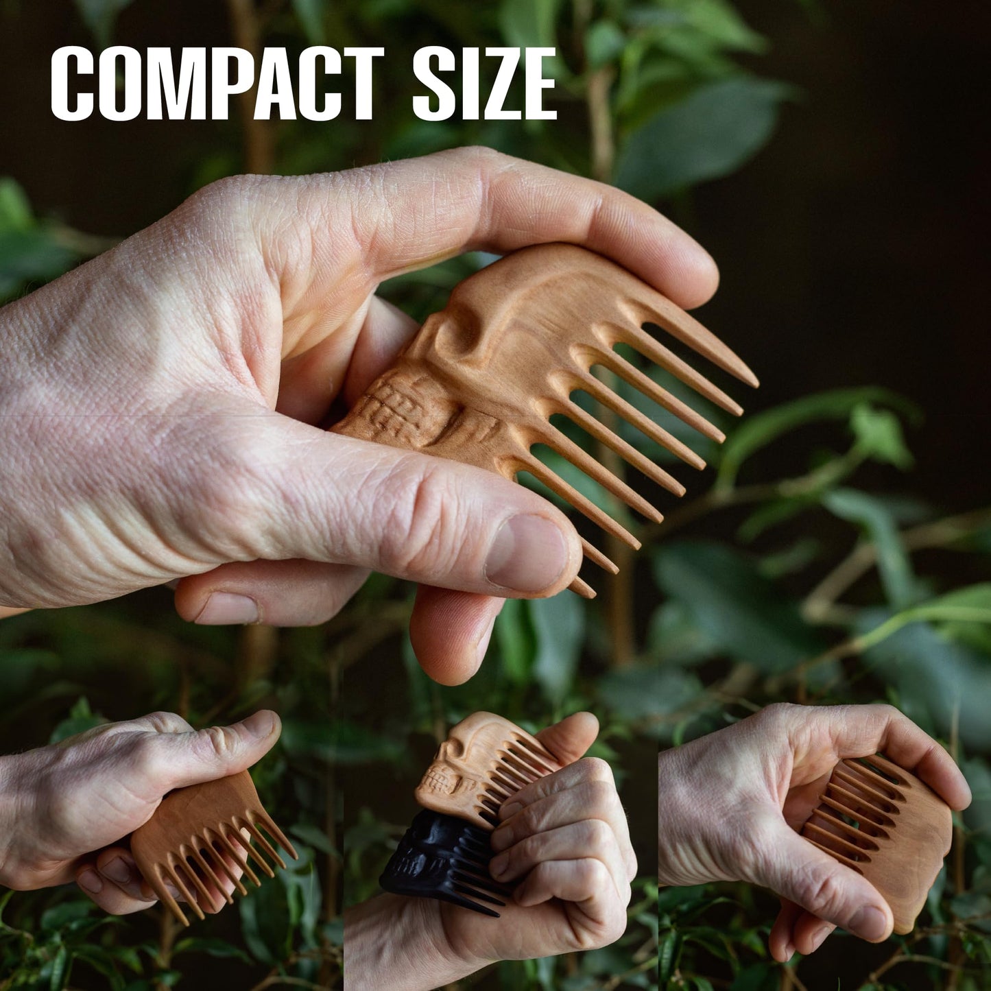 Handmade Wooden Beard Comb for Men Eco-Friendly Natural Wood Anti-Static Beard Grooming Tool Perfect for Styling Detangling & Shaping Gentle on Beard & Skin Sustainable Gift Idea (Pear Skull)