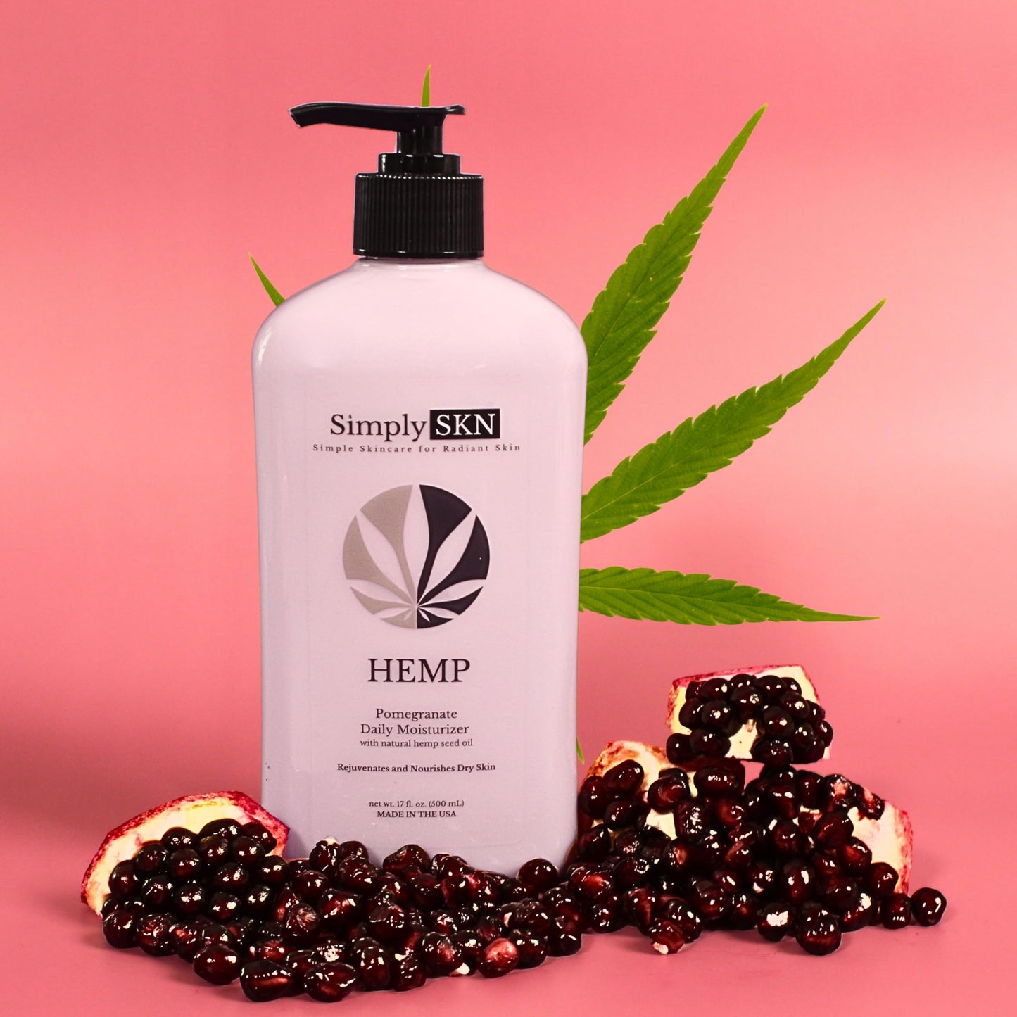 Simply SKN Pomegranate Hemp Daily Moisturizer - 17 fl. oz. - Made in USA