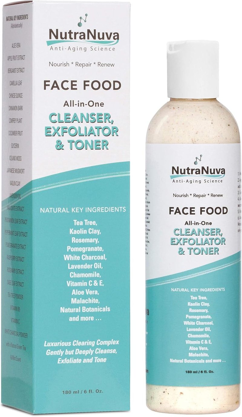 Natural Vegan Facial Cleanser - Exfoliating Toner with Tea Tree & Clay | 6 Oz, Anti-Aging, pH Restoring, Acne Fighting