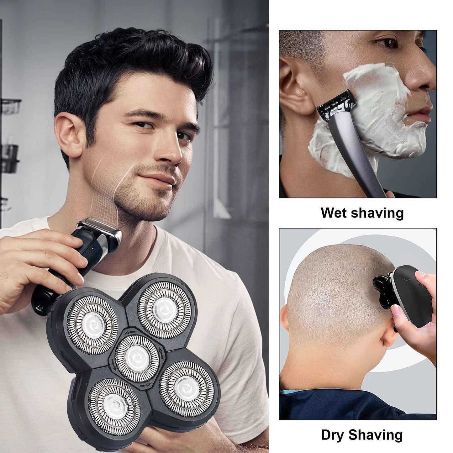 2 Pack Shaver Replacement Blades for Fre*bi*d Bald Men Head Shaver Kit, 5 Blades Head Shaver Replacement Heads,Head and Face Electric Razor Shaver Heads