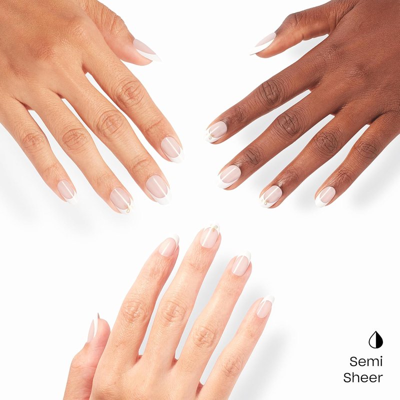 OPI On Point Press On Nails - Short Round & Squoval Nail Art | 24 Count With Glue | Long Lasting, Reusable