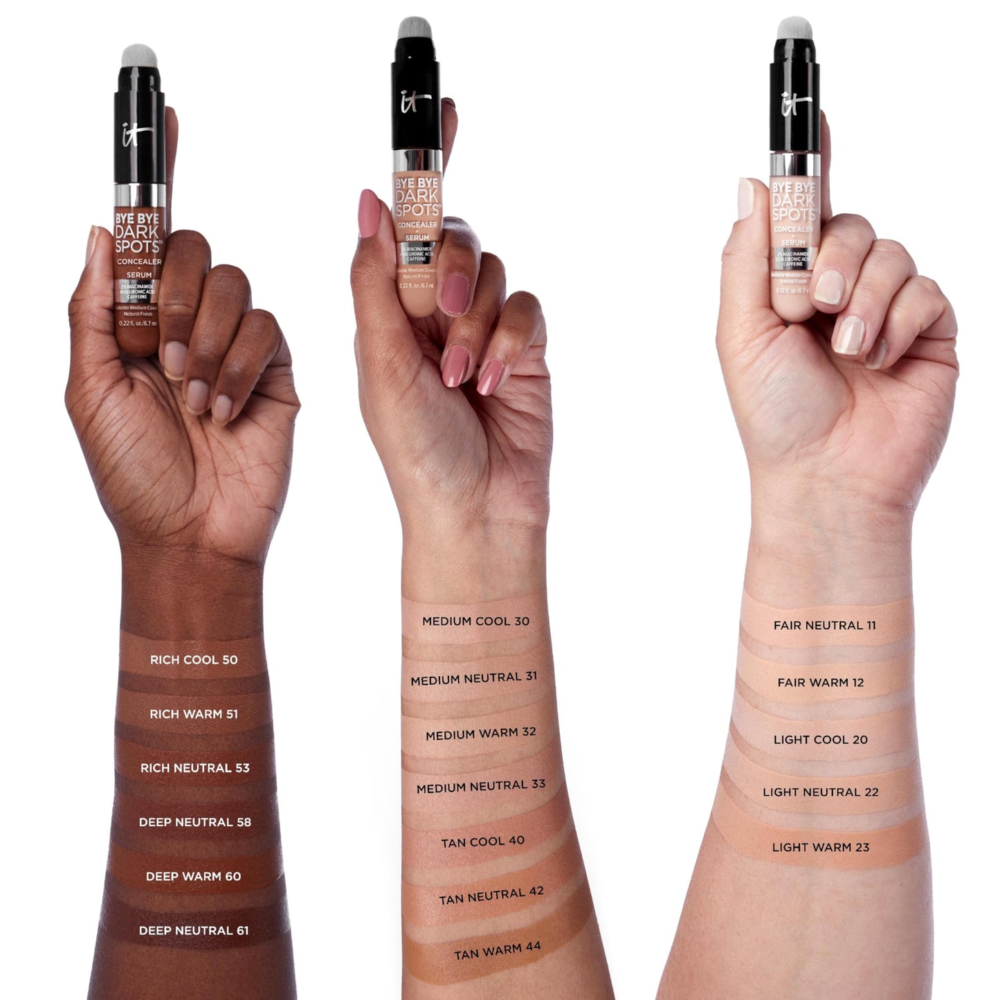 IT Cosmetics Bye Bye Dark Spots Concealer + Brightening Serum – 2% Niacinamide, Hyaluronic Acid & Caffeine - Medium Coverage, Natural Finish, All Skin Types – 20 Light Cool, 0.22 fl. oz
