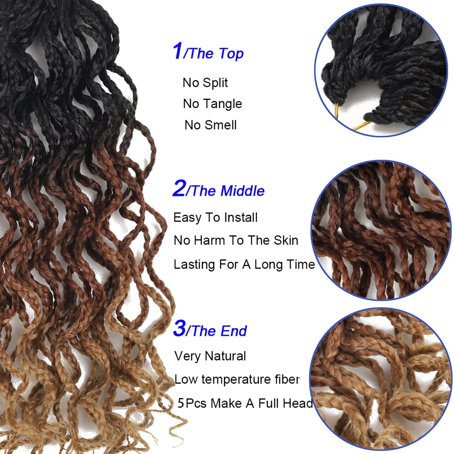 Goddess Box Braids Crochet Hair Curly Box Braid Pre Looped Crochet Hair