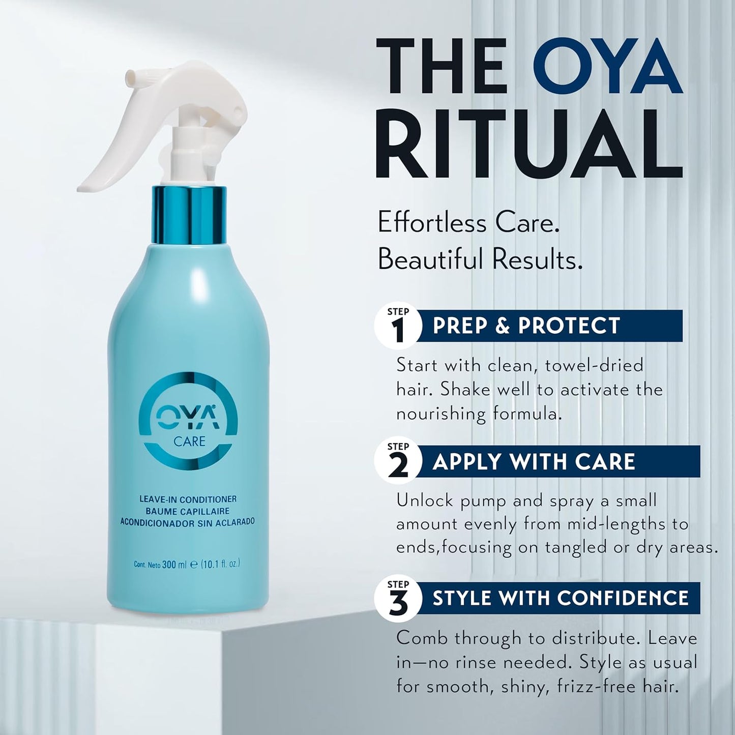 OYA Leave In Hair Conditioner Spray - Hydrating Detangler for Curly & Color-Treated Hair | Argan Oil & Green Tea, 300ml