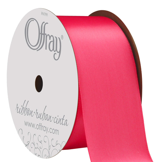 Offray Single Face Satin Craft Ribbon, 1 1/2-Inch x 12-Feet, Shocking Pink