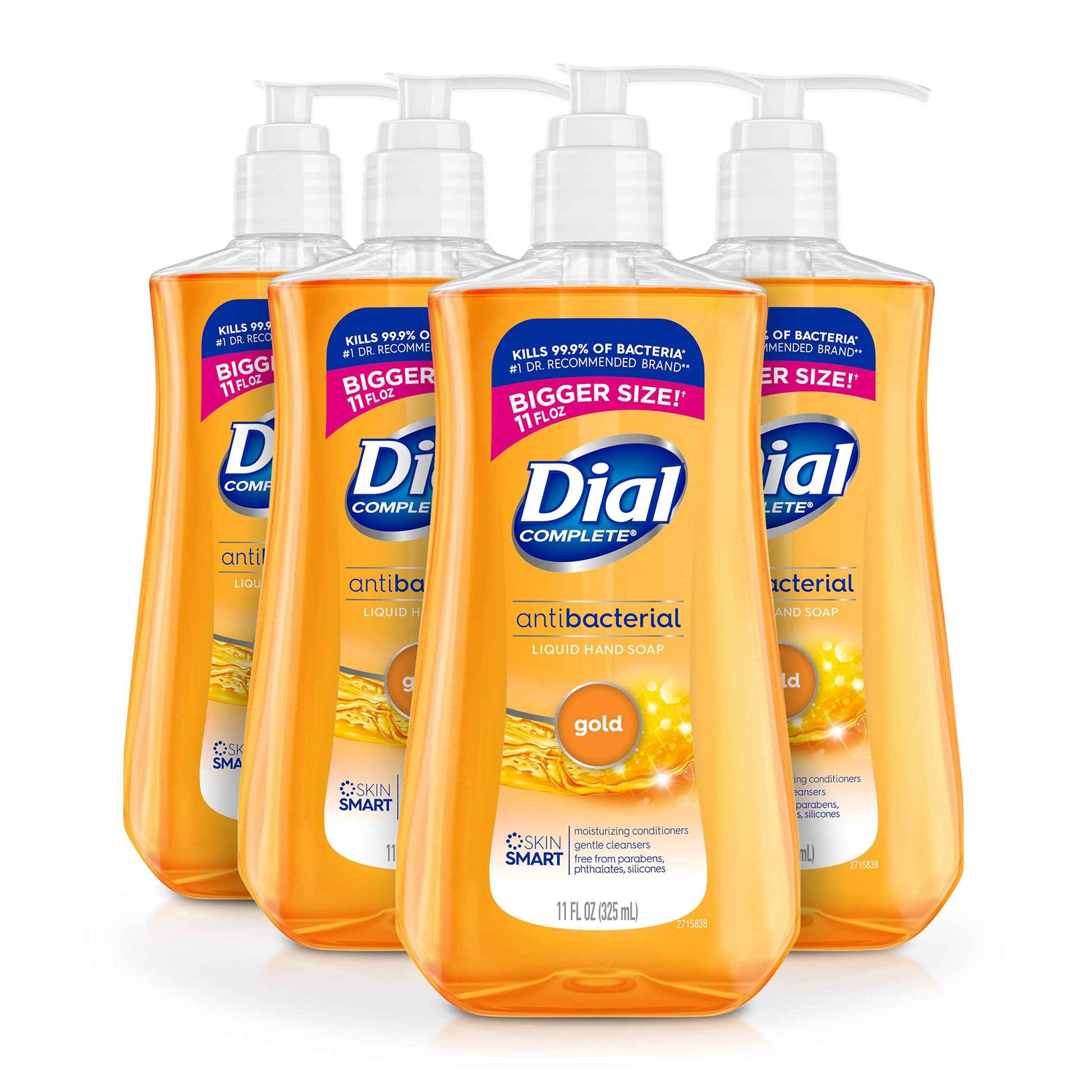 Dial Antibacterial Liquid Hand Soap, White Tea, 11 fl oz (Pack of 4) & Antibacterial Liquid Hand Soap, Gold, 11 fl oz (Pack of 4)