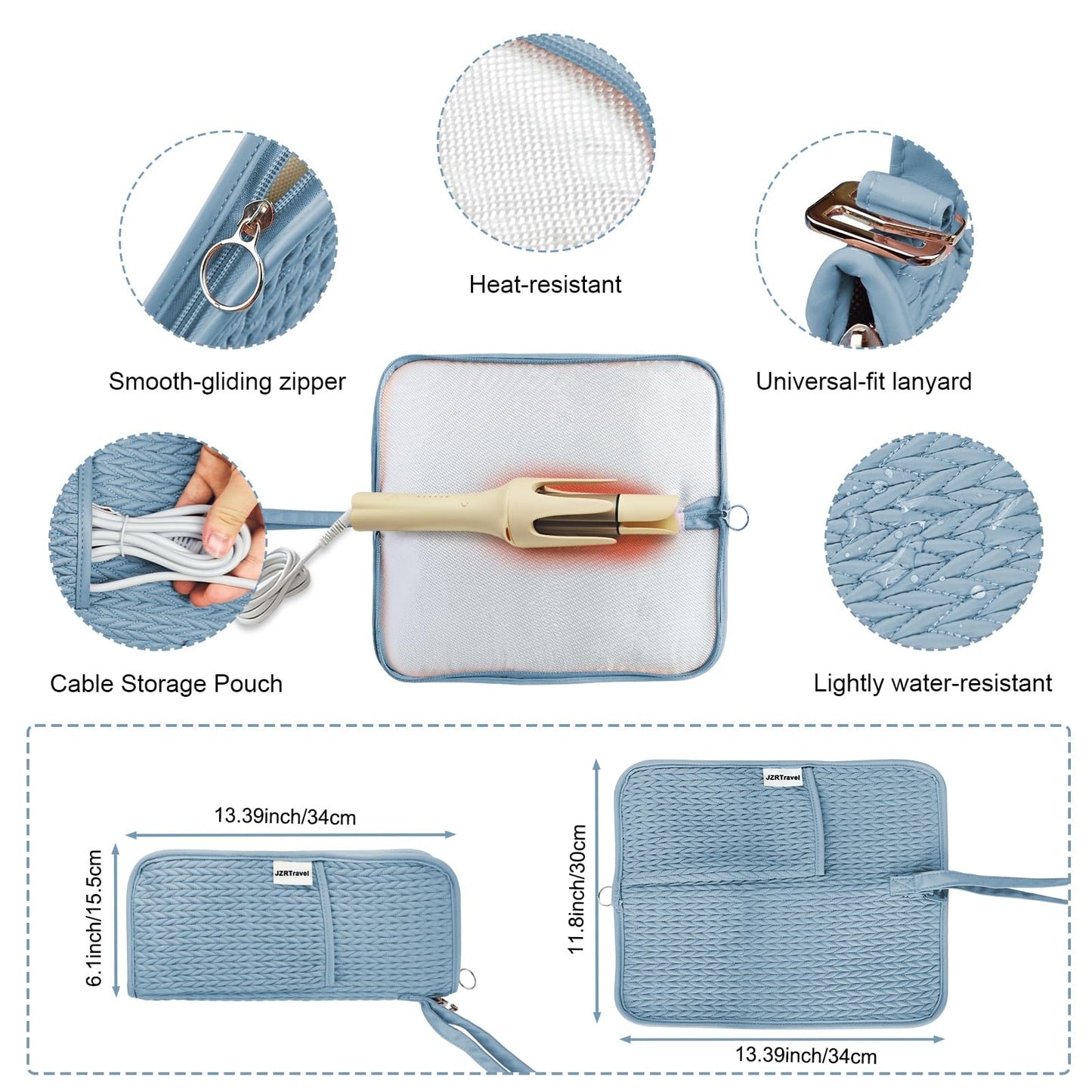 2 Pack Heat Resistant Travel Bag Organizer for Hot Tools Hair Dryer Flat Iron Curling Iron 2 in 1 Heat Proof Mat Portable Travel Essentials Bags