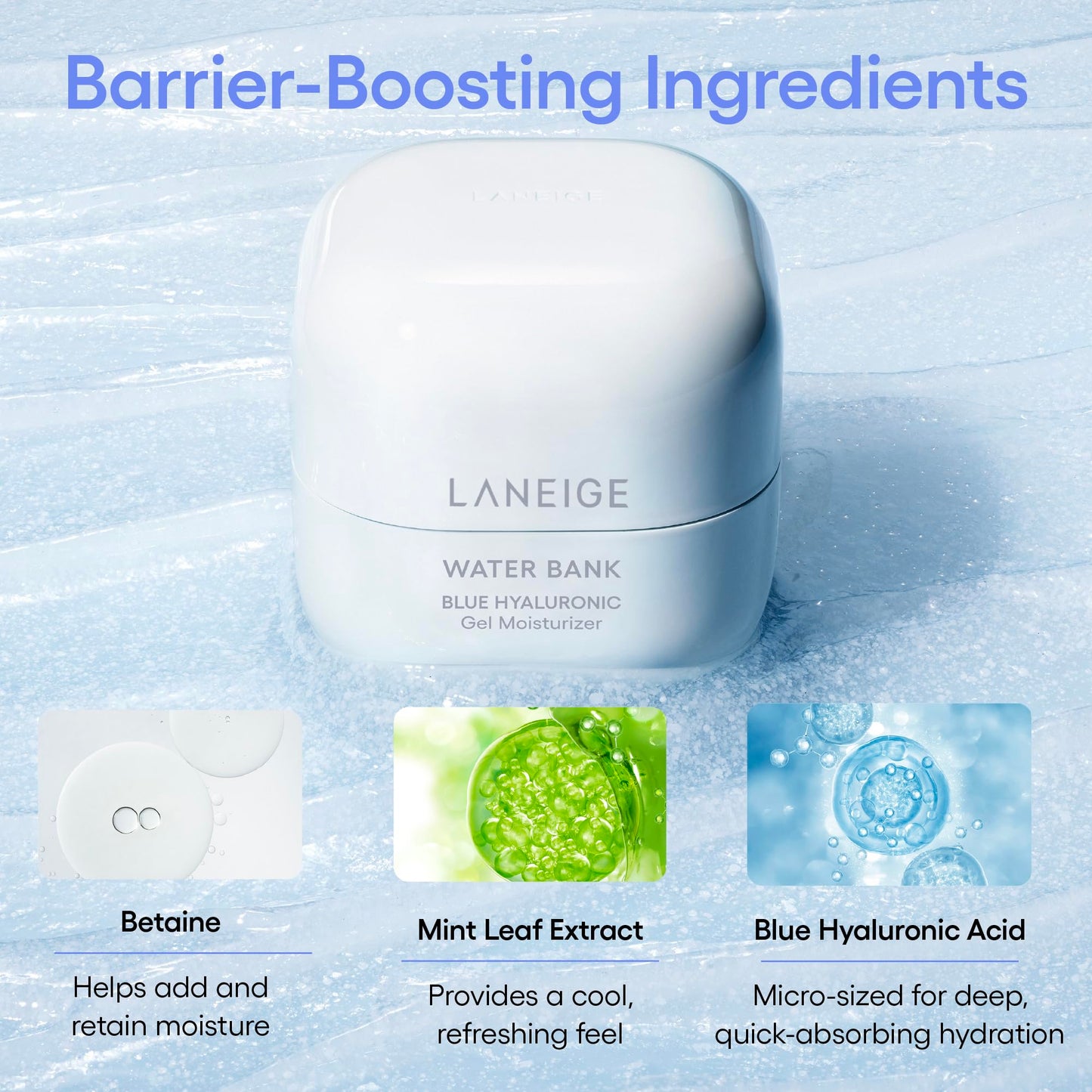 LANEIGE Water Bank Blue Hyaluronic Gel Moisturizer Refill: Lightweight Hydrating Face Gel with Mint Extract, Hypoallergenic & Dermatologist-Tested