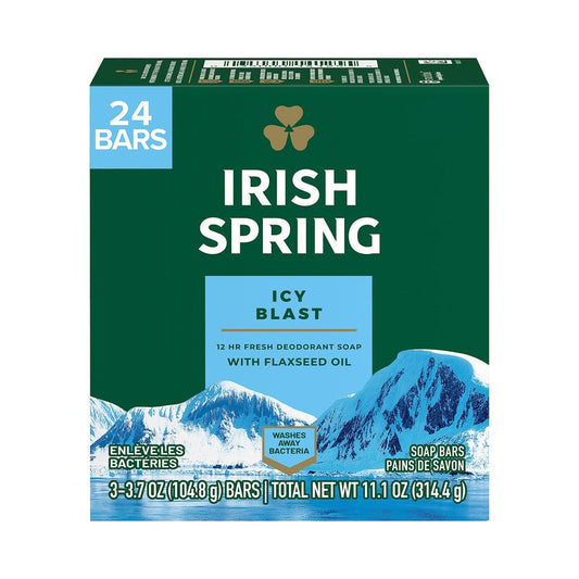 Irish Spring Original and Icy Blast Bar Soap Bundles, 3.7 Ounce Bars, Packs of 8 and 24