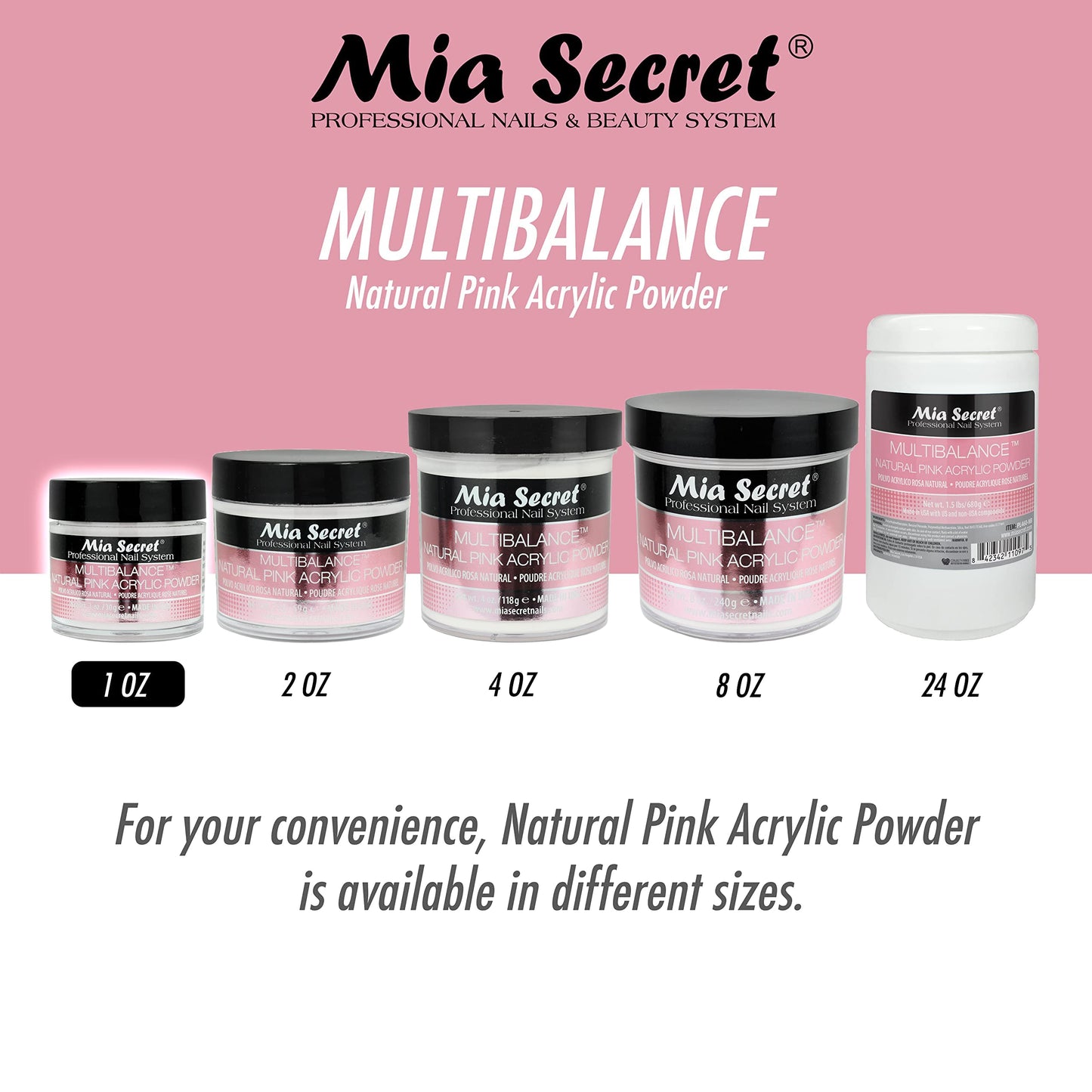 Mia Secret Multibalance Natural Pink Acrylic Nail Powder 1oz