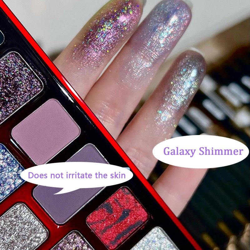 MeiPlumLai Goth Eyeshadow Palette 16 Colors Matte Metallic Shimmer Glitter Eye Shadow Pallet, Smokey Makeup Palette, Neutral Naked Brown, Red, Black Dark Eye Shadow Palette for Midnight Masquerade