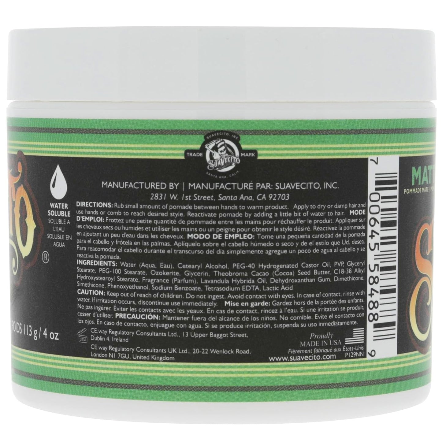 Suavecito Pomade - Matte Hair Paste for Men | Medium Hold, 4 oz - Natural Texture Styling