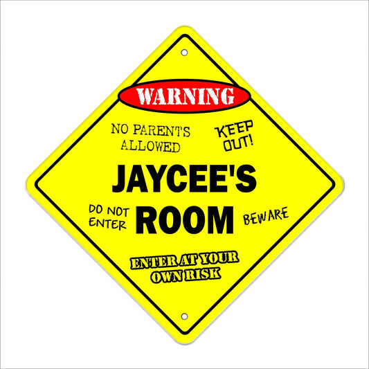 Jaycee's Room Sign Crossing Zone Xing | Indoor/Outdoor | 12" Tall Kids Bedroom Decor Door Children's Name boy Girl