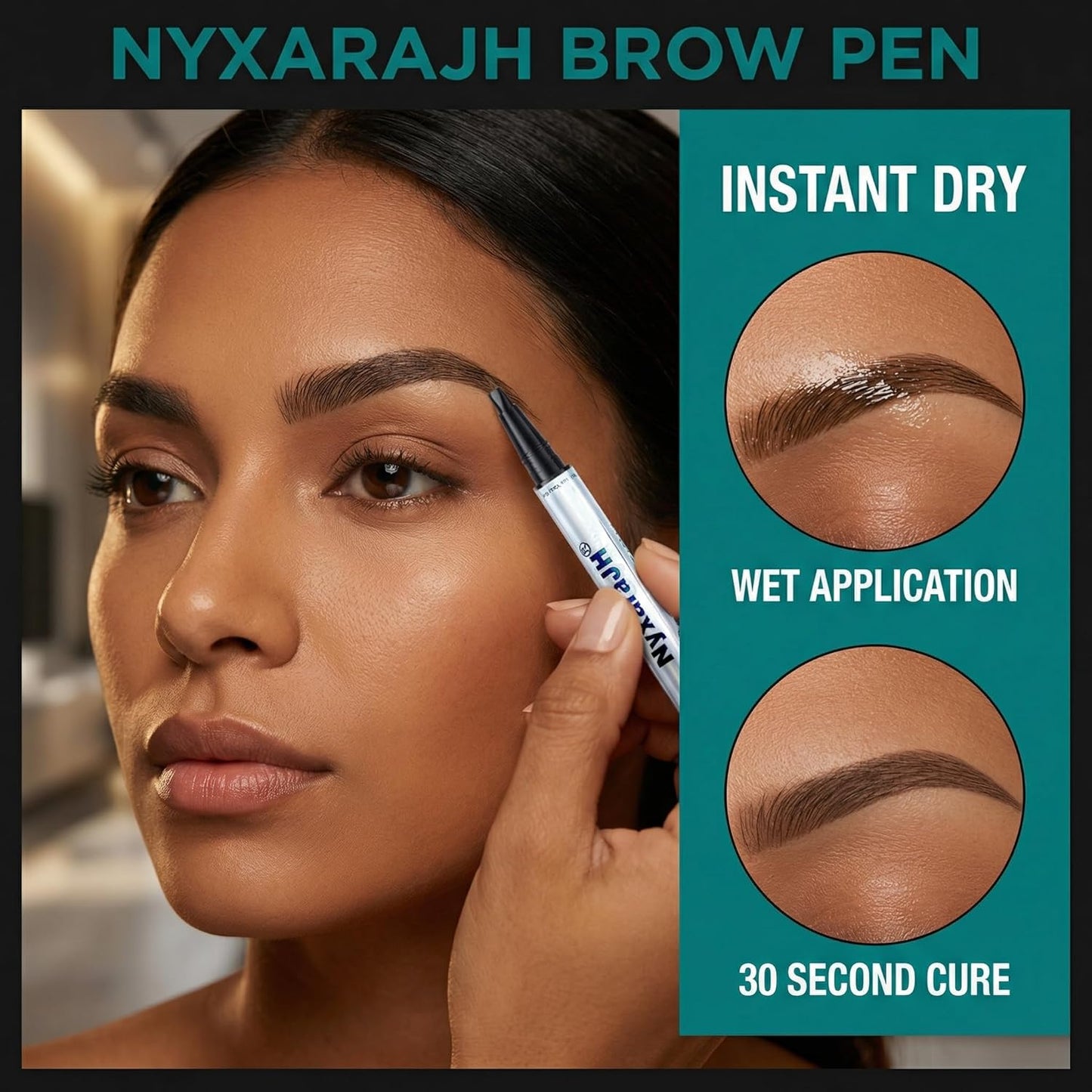 2-in-1 Eyebrow Pen - Dual Tip Precision Brow Liner for Hair-Like Strokes | Waterproof, 5 Natural Colors, 3# Dark Brown