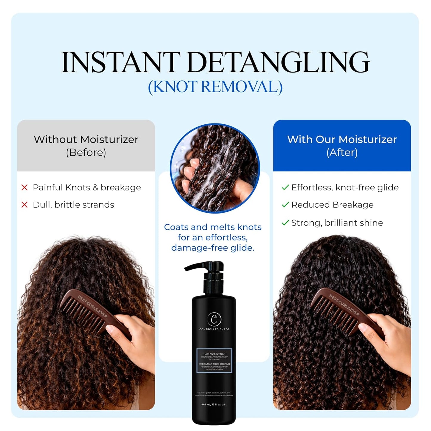 Curly Hair Moisturizer - Paraben & Sulfate Free Leave-In Conditioner for Extra Dry, Coarse Hair | 32 oz