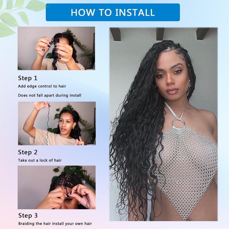 Coolbeeza Human Braiding Hair 16 Inch Deep Water Wave Bulk Human Hair for Braiding 12A Brazilian Virgin Curly Hair for Boho Braids Wet and Wavy No Weft 2 Bundles 100g Hair Extensions