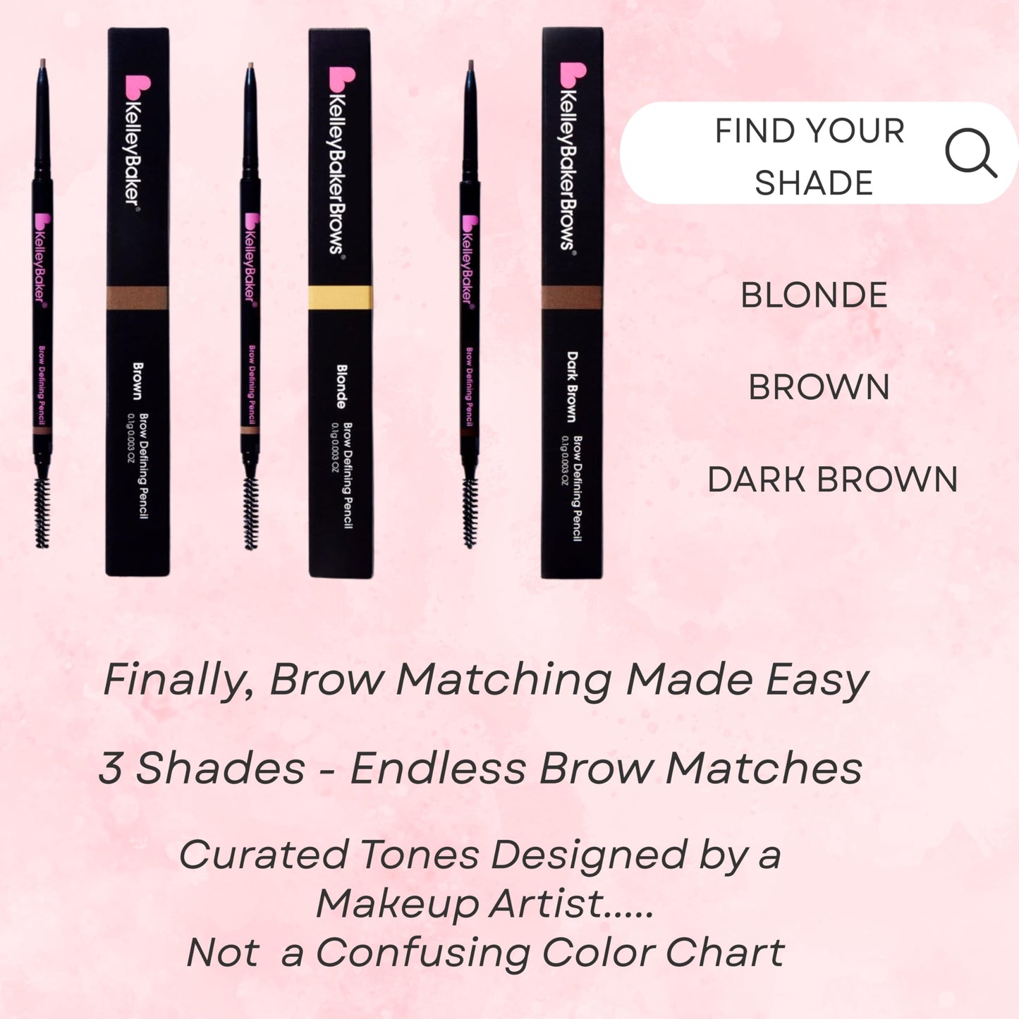 Kelley Baker Brow Defining Pencil, Micro-Thin Tip for Precise Hair-Like Strokes and Shaped Brows, Smudge-Resistant Long-Lasting Formula, Built-In Spoolie for Natural Soft Defined Brows, (Brown)