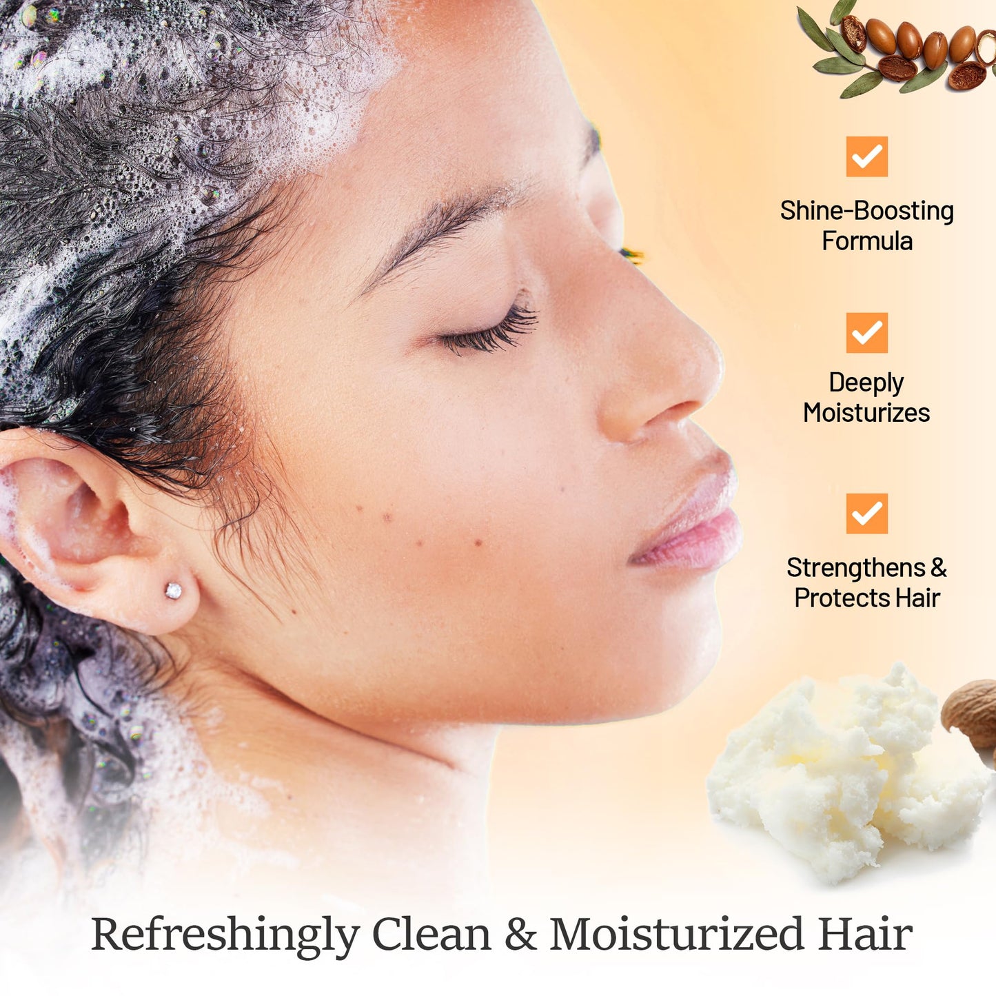 Herbishh Argan Oil Shampoo & Conditioner Set, Deep Cleansing Formula for Dry & Frizzy Hair, Helps Nourish Damaged Color-Treated Hair with Shea Butter, Jojoba & Coconut Oil, 16.9 fl oz Each