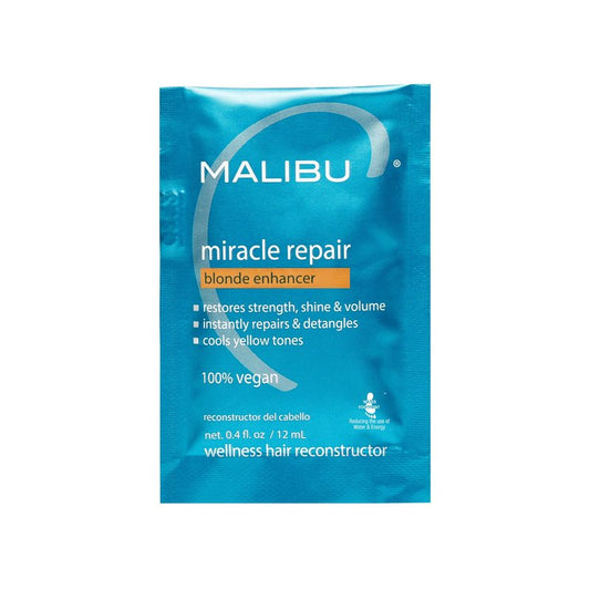 Malibu C Miracle Repair Hair Reconstructor, Blonde Enhancer (1 Packet) - Nourishing Hair Repair Treatment for Damaged Blonde Strands - Relieves Hair Discoloration