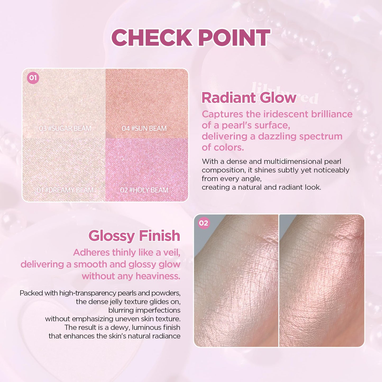 lilybyred Luv Beam Glow Veil | Korean Heart-Shaped Highlighter, Illuminating Shimmer, Radiant Glow, Silky Powder Texture, Buildable & Blendable, Lightweight & Long-Lasting, 0.11 oz. (01 Dreamy Beam)