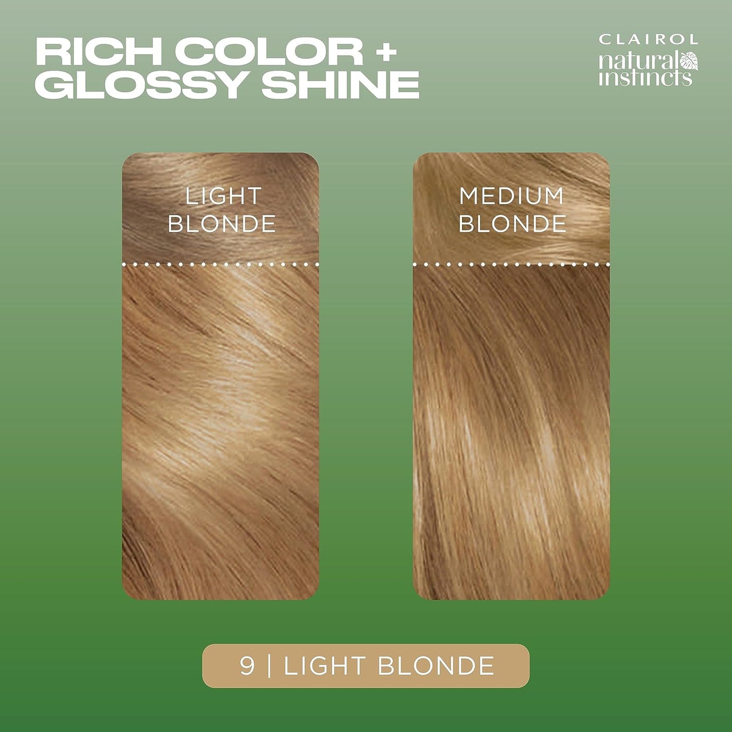 Clairol Natural Instincts Demi-Permanent Hair Dye - 9 Light Blonde | Ammonia-Free Vegan Formula with Coconut Oil & Aloe Vera | Pack of 3