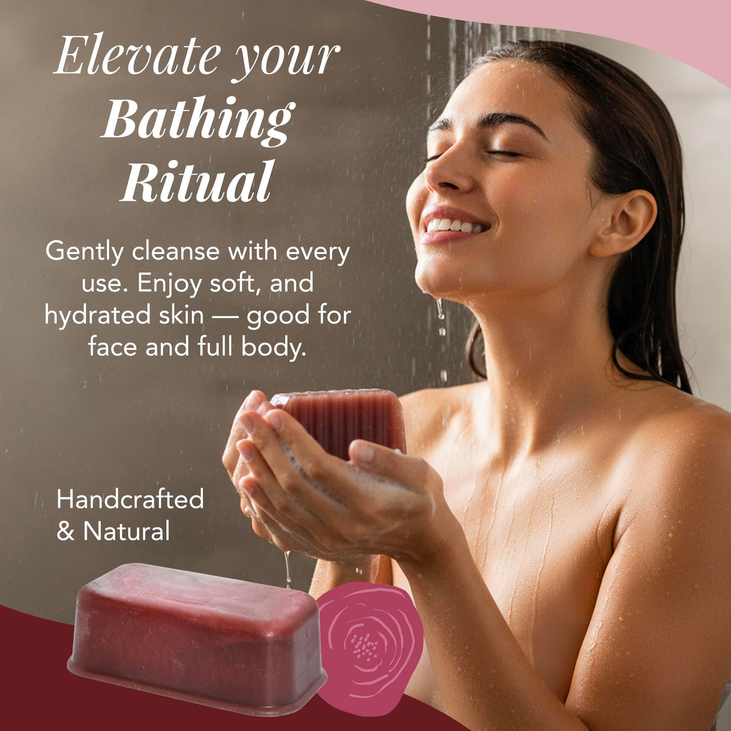 Saavy Naturals Hydrating & Purifying Artisan Soap Loaf with Cutter, & Wood Cutting Board – Plant-Based, Nourishing & Moisturizing Soap Gift for Men & Women – Patchouli Rose, 1lb