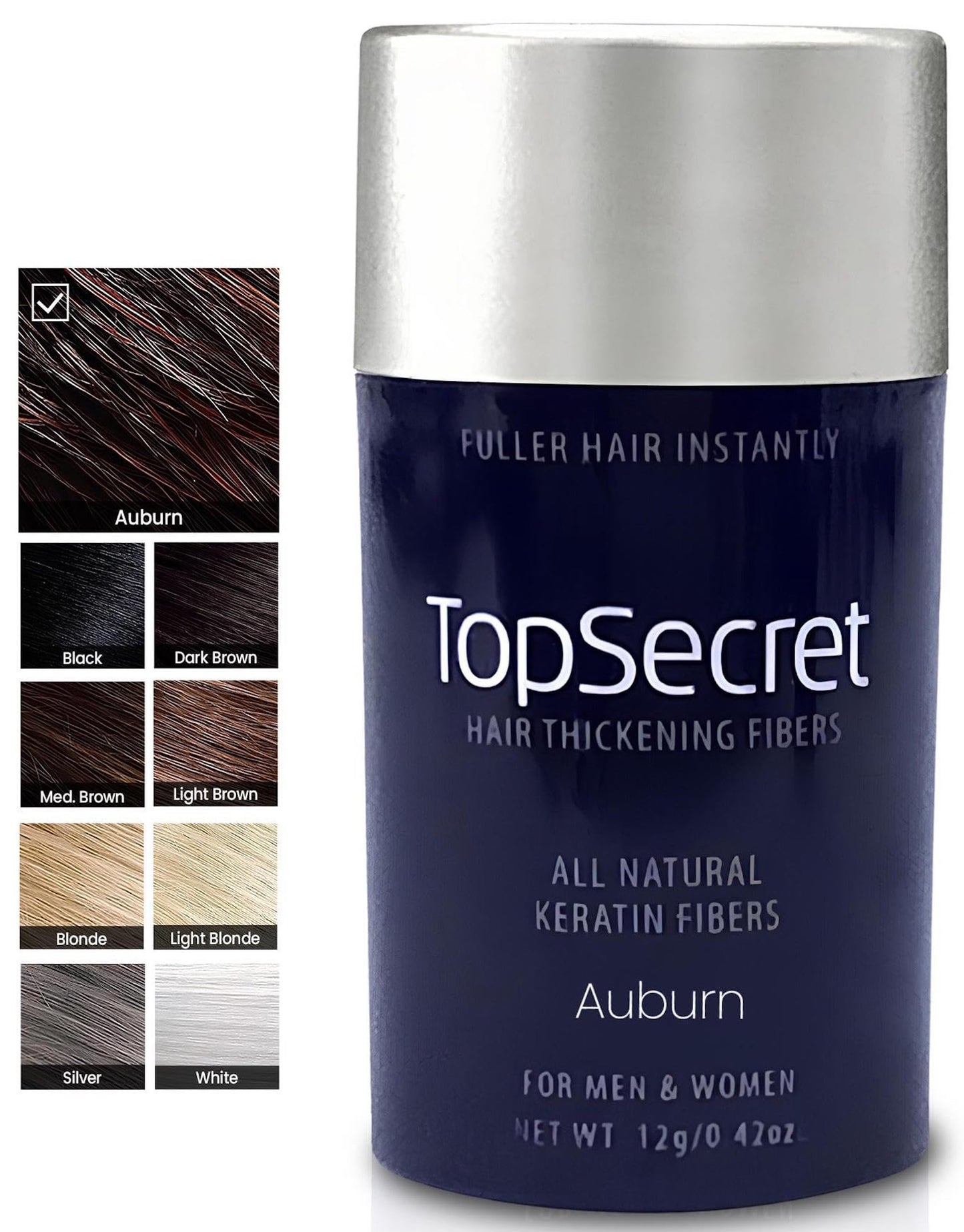 Top Secret Hair Thickening Building Fibers Refills - Undetectable & Natural Hair Filler - for Men & Women - Instantly Fill In Fine Thinning Hair - Weather & Sweat Resistant (Silver, Regular)