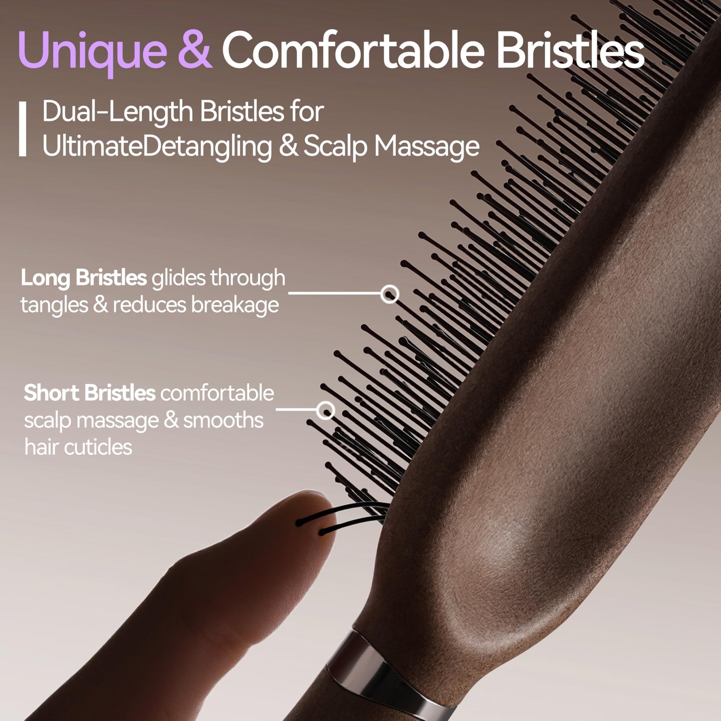 Detangler Brush for Curly Hair, Detangling & Curl Defining Hairbrush for Women & Men, Soft Double Nylon Bristles, Eliminates Knots & Breakage, Wet & Dry Styling Brushes for Fine/Straight/Long Hair