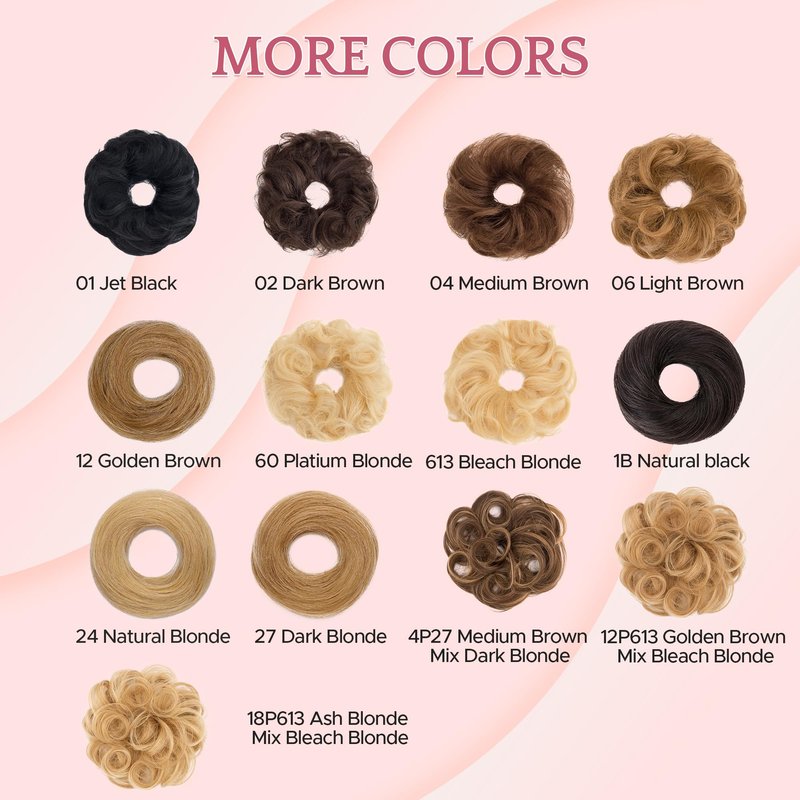 SEGO SEGOHAIR Hair Bun 100% Human Hair Natural Stright Messy Bun Hair Piece with Elastic Scrunchie for Women & Girls- 2 PCS Medium Brown