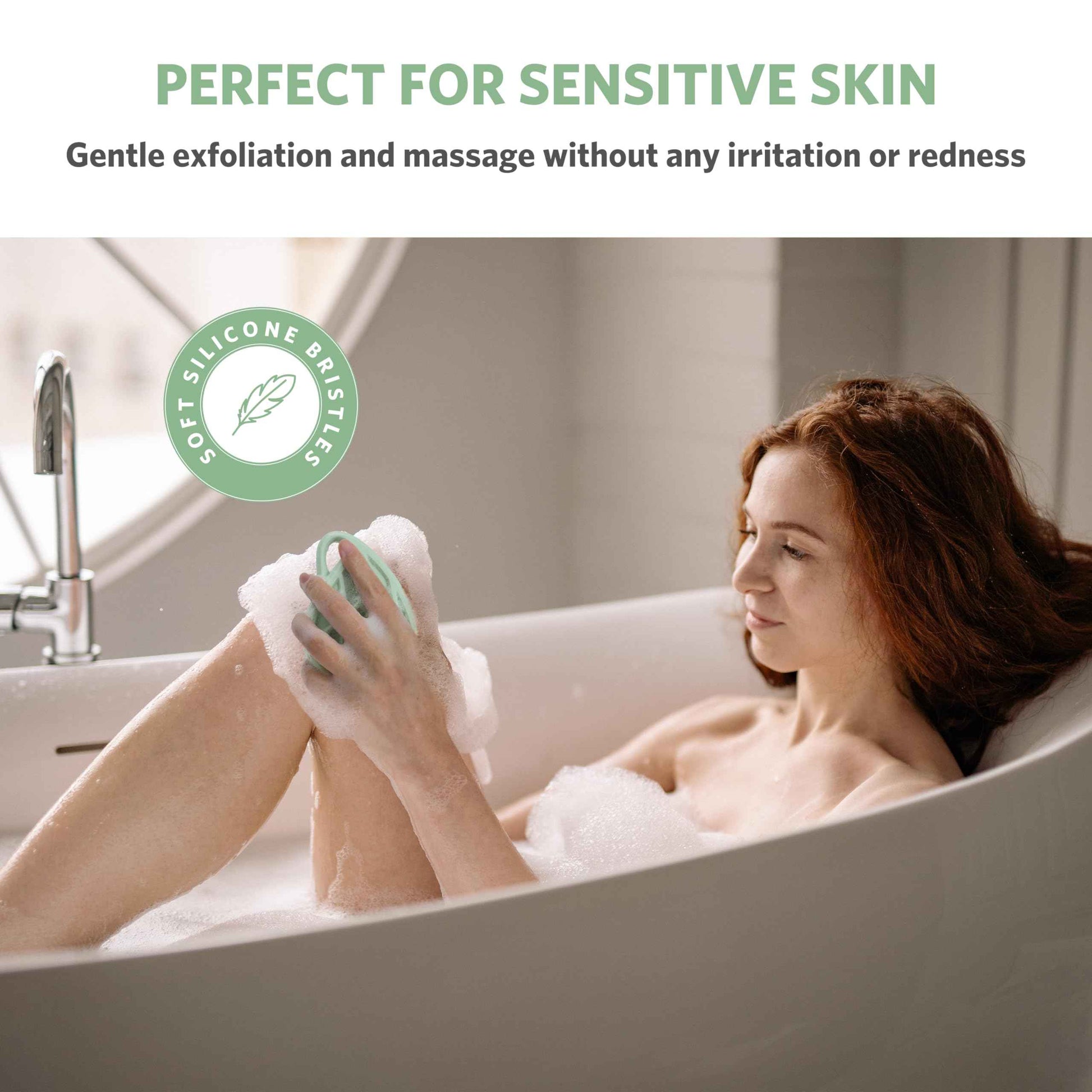 Sndyi Silicone Body Scrubber, Gentle Exfoliating Body Scrubber for Sensitive Skin, Leaf Shaped Shower Scrubber with Lathering Bristles, 2pcs