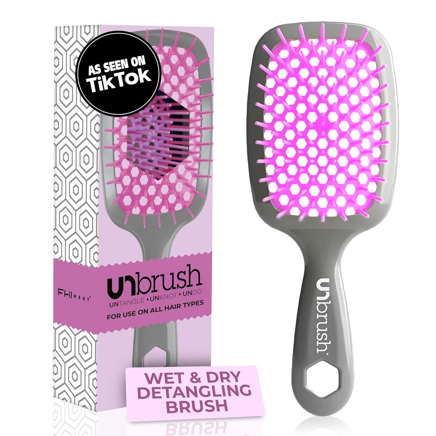 FHI Heat Detangling Brush - Pain-Free Brushing for Wet & Dry Hair | Durable DuoFlex Anti-Static Bristles, Lightweight Handle