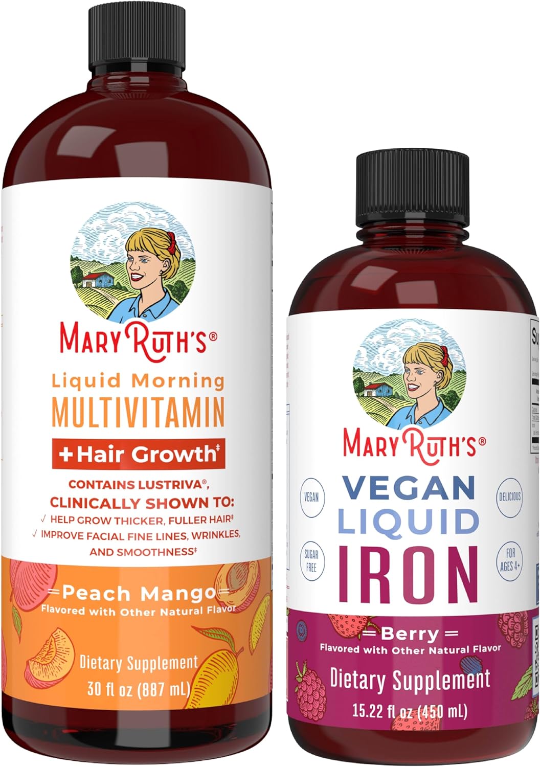 MaryRuth's Liquid Morning Multivitamin - Hair Growth & Iron Supplement | Vegan, Non-GMO, 30oz