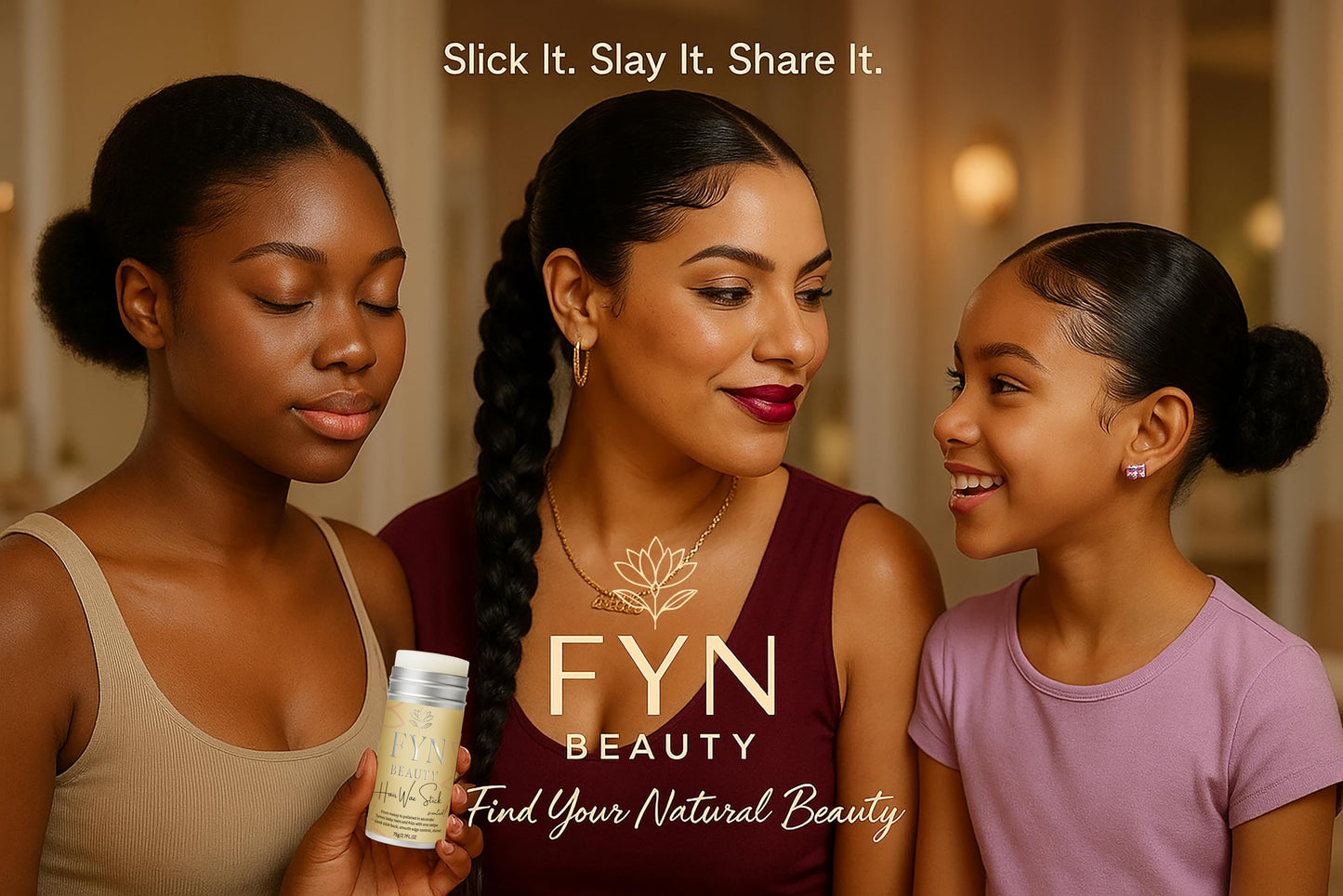 FYN Beauty Hair Wax Stick - Slick Back Hair Products - Edge Control - Hair Accessories for Women & Kids - Fly Away Stick for Hair - Bun Maker & Braiding Gel - Dance Recital Gifts for Girls- 2.7 Fl Oz