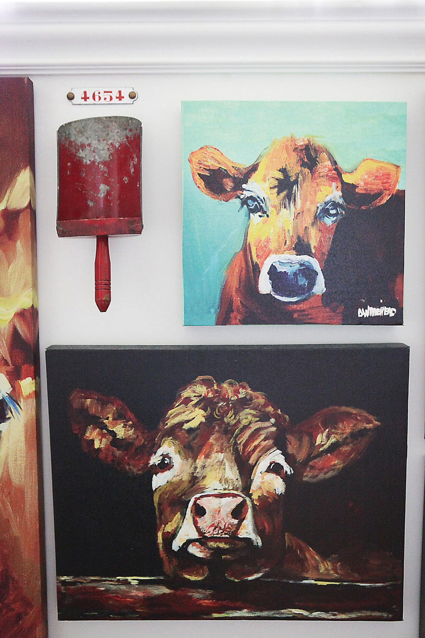 Creative Co-Op Canvas Wall Décor with Cow Image