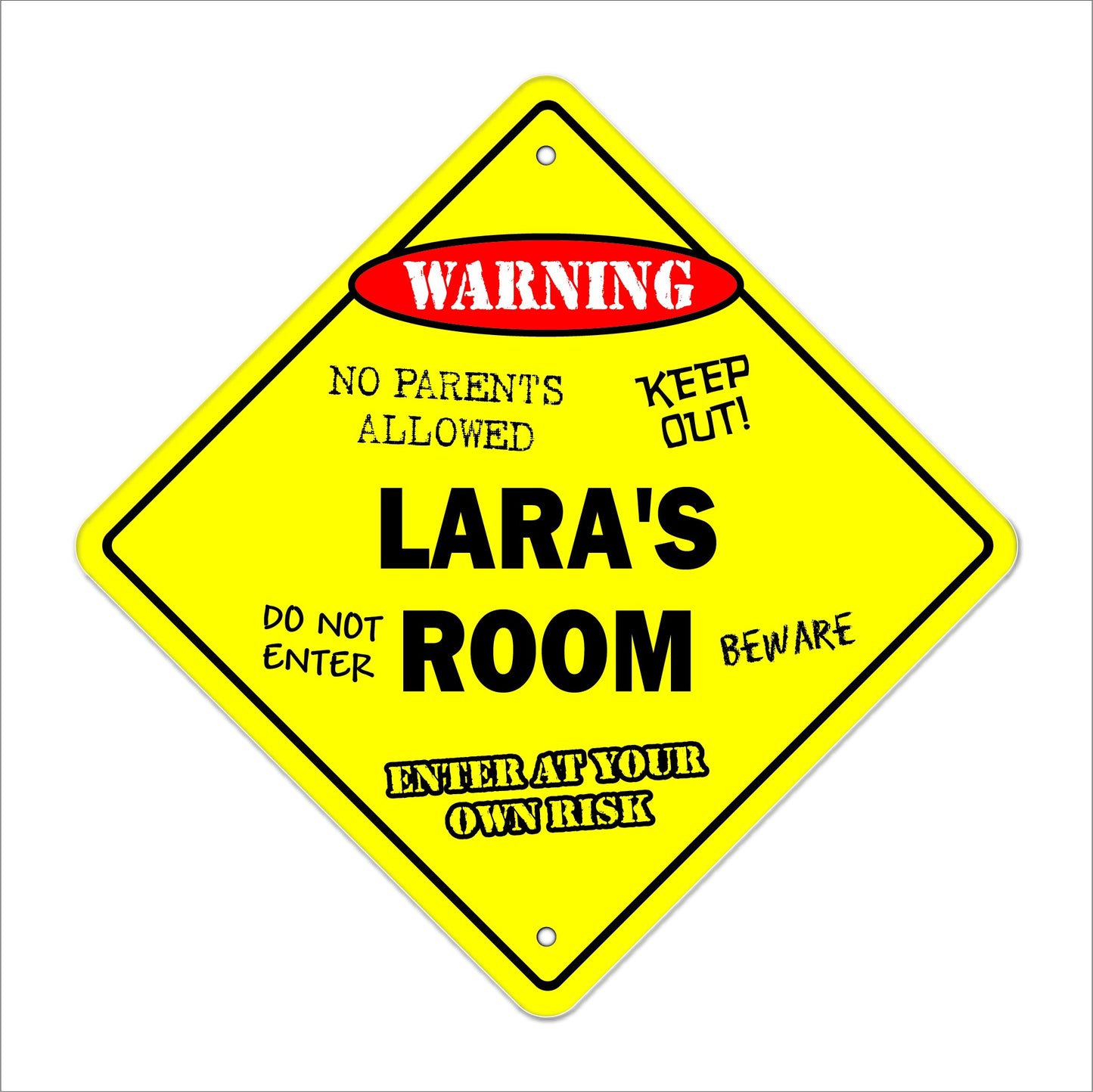 Lara's Room Sign Crossing Zone Xing | Indoor/Outdoor | 12" Tall Kids Bedroom Decor Door Children's Name boy Girl
