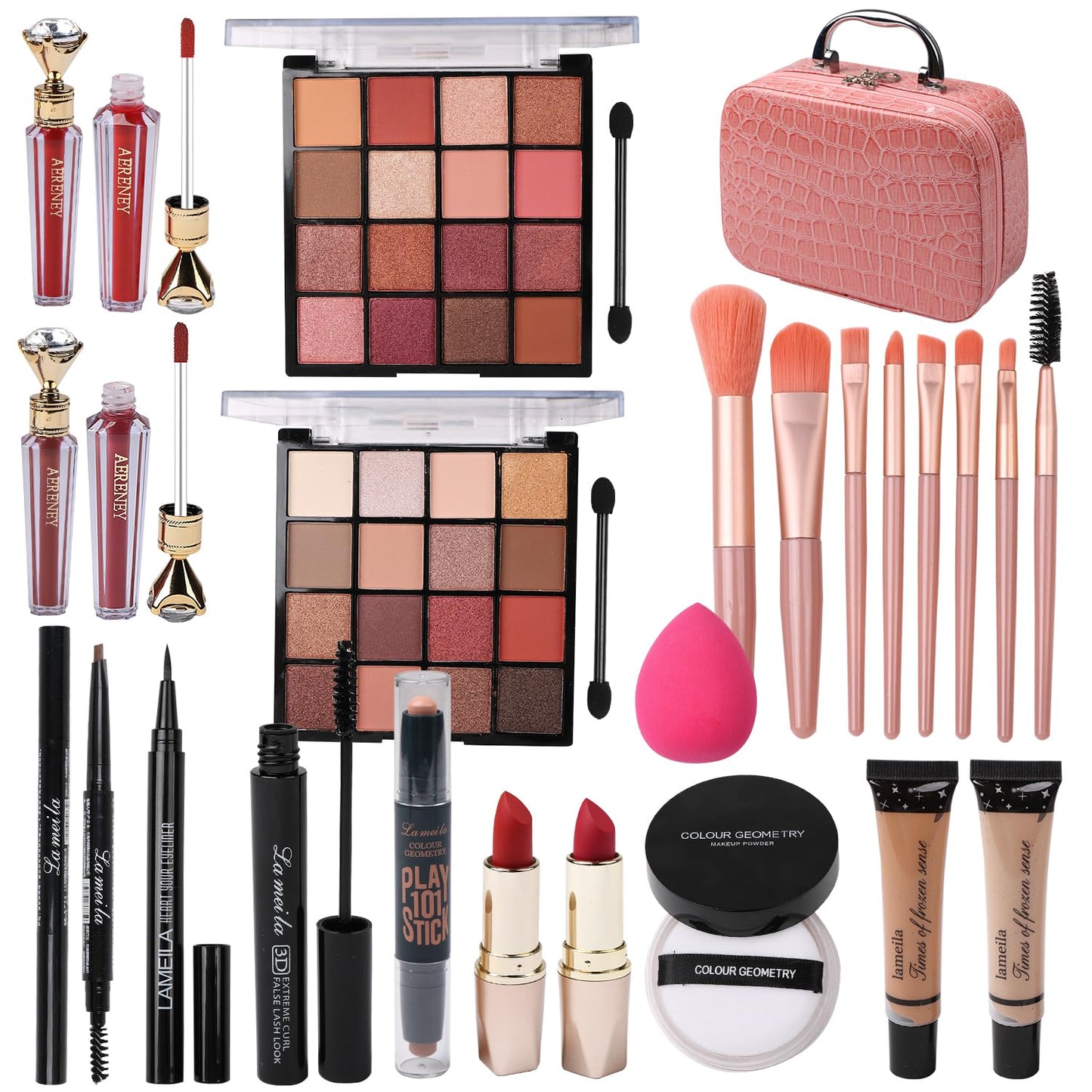 All-in-One Makeup Kit for Teen Girls - 32 Colors Eyeshadow, Foundation, Brushes & More | Pink