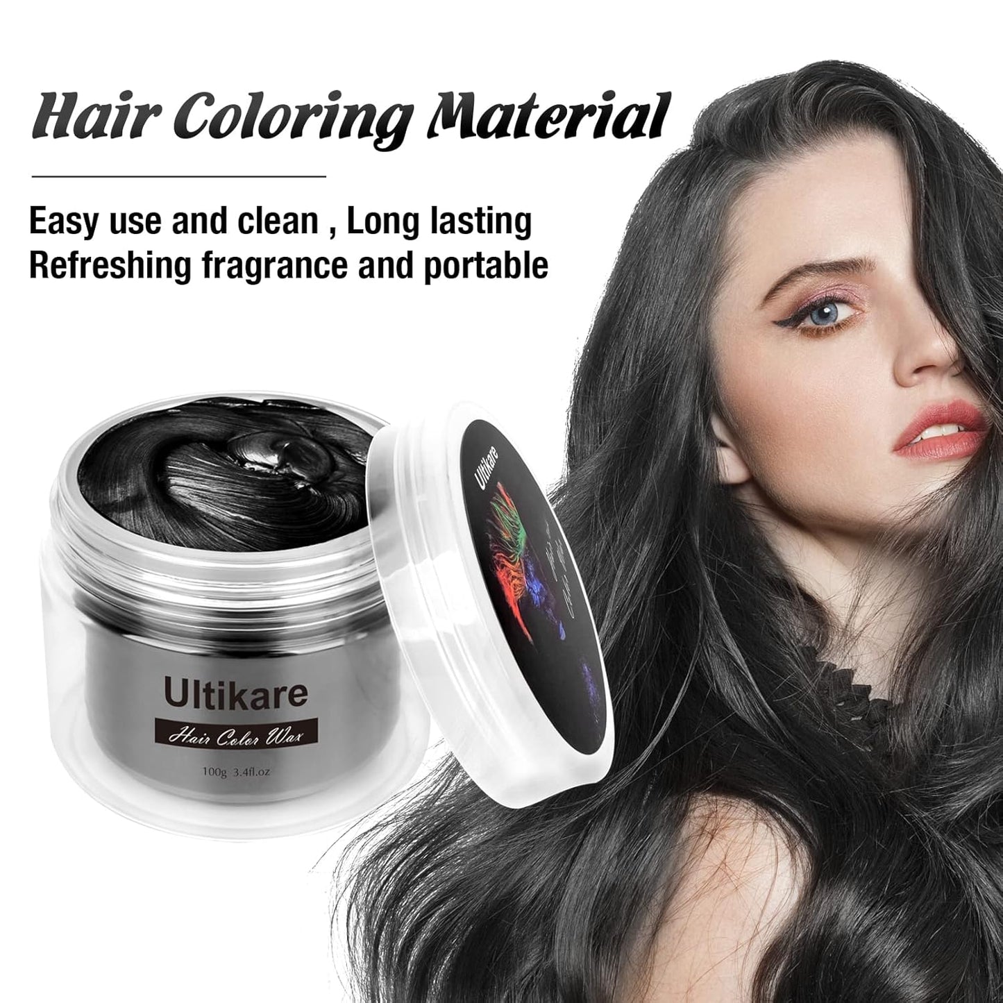 Temporary Hair Color for Kids, Ultikare Orange Hair Dye Washable Natural Hair Wax Color Chalk Mud Cream DIY Hairstyle Clay For Dark Hair Halloween, Cosplay, Party, Christmas Gift Girls 3.4 Fl Oz