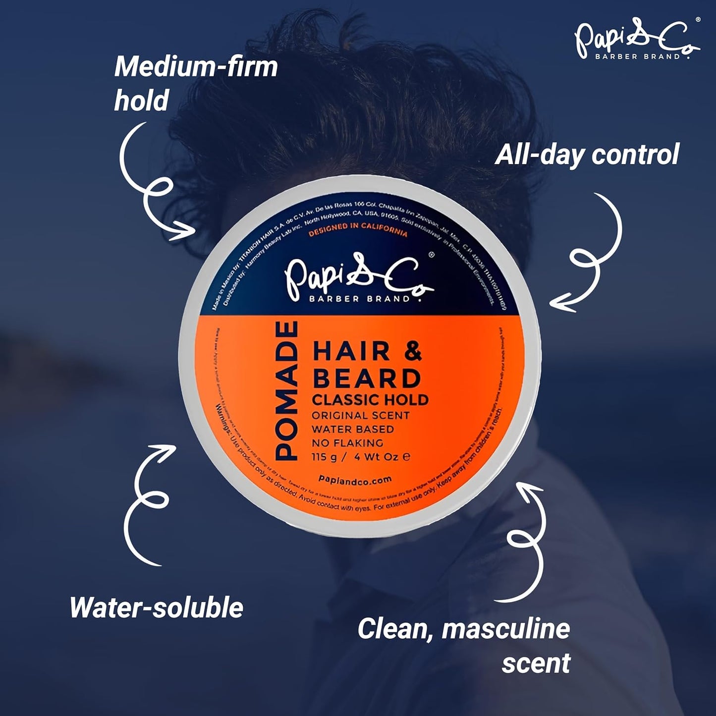 Men’s Water-Based Pomade | Versatile Hair Styling Product with No Residue & Classic Hold - 115g