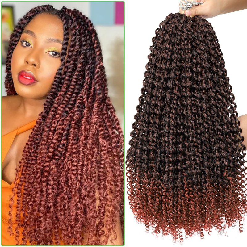 Passion Twist Crochet Hair - Water Wave Synthetic Braiding Hair for Butterfly Locs | 18 Inch, Pack of 7