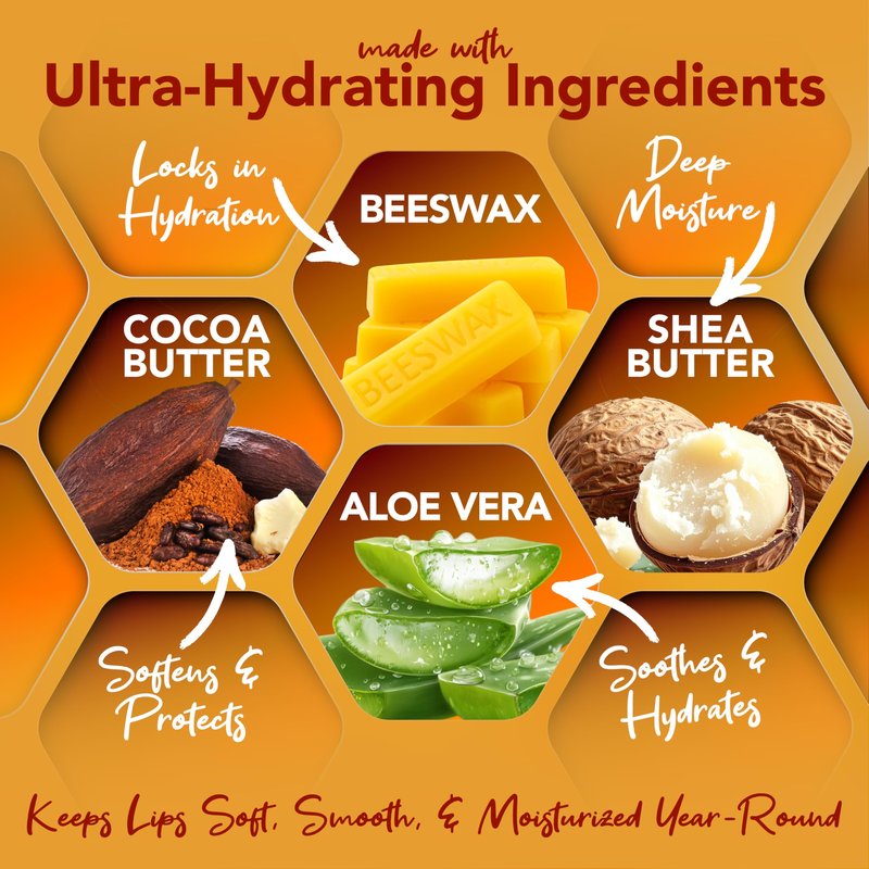 Nature's Bees, Cocoa Butter Flavored Lip Balm Tubes Set Bulk Assortment Chap Treatment Moisturizer For Dry Lips, Original Variety Assortment (Shea Butter, Original, Olive Oil, Mango Butter) - 48 Pack