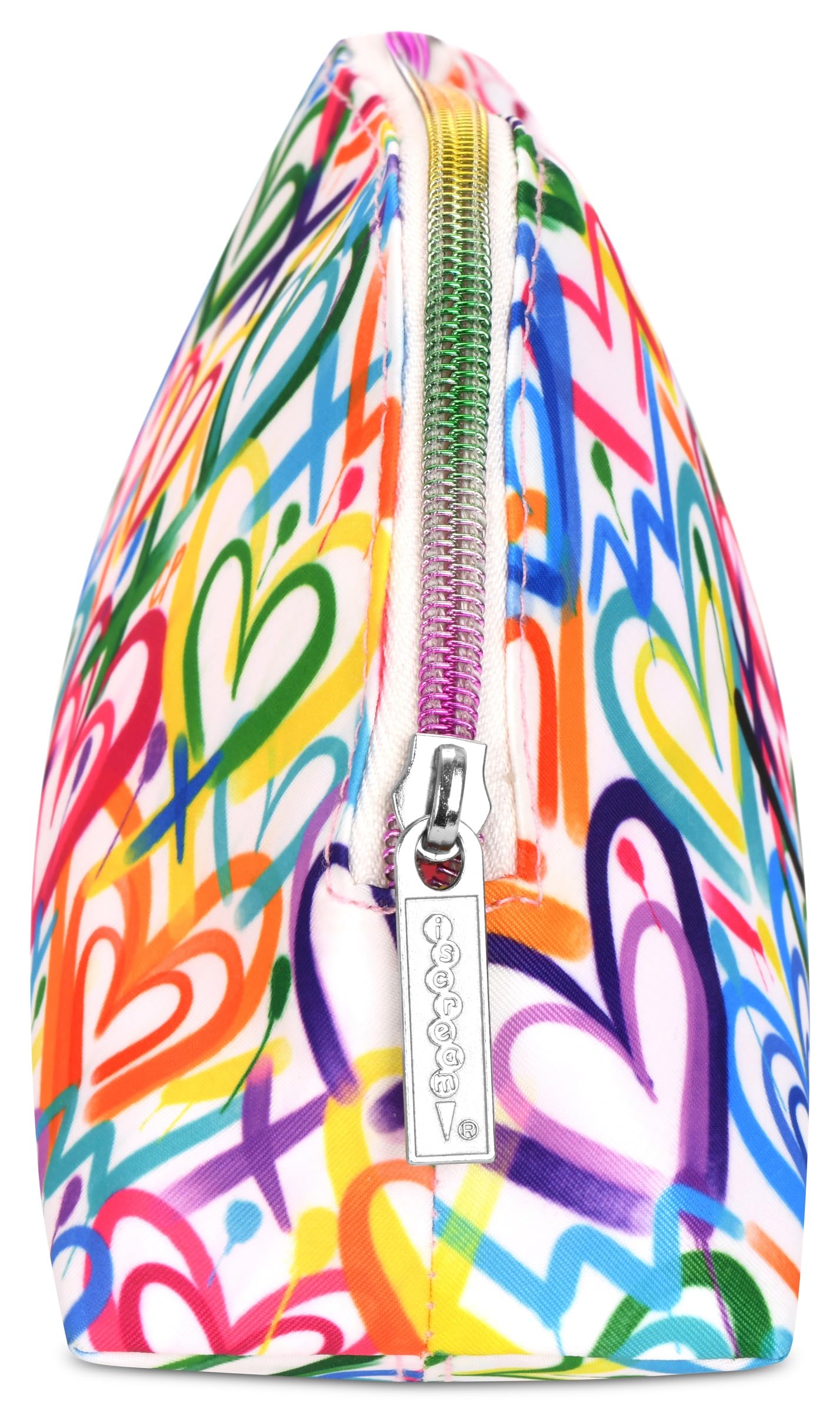 iscream + Corey Paige 8.25" x 5" Fully Lined Wide Zipper Opening Cosmetic Bag - Graffiti Hearts
