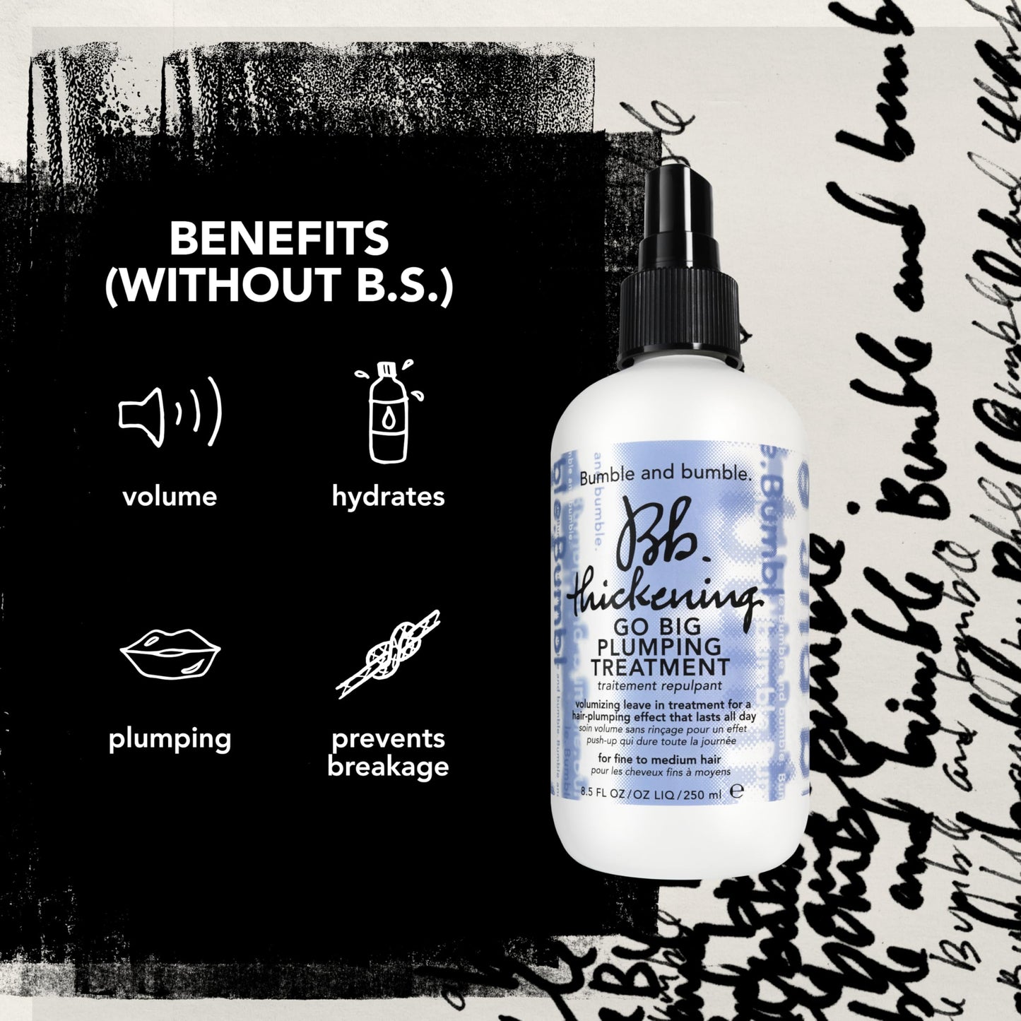 Bumble and bumble. Thickening Go Big Plumping Hair Treatment Spray | Heat Protection | Softening + Defining | Straight to Wavy, 8.5 Fl Oz